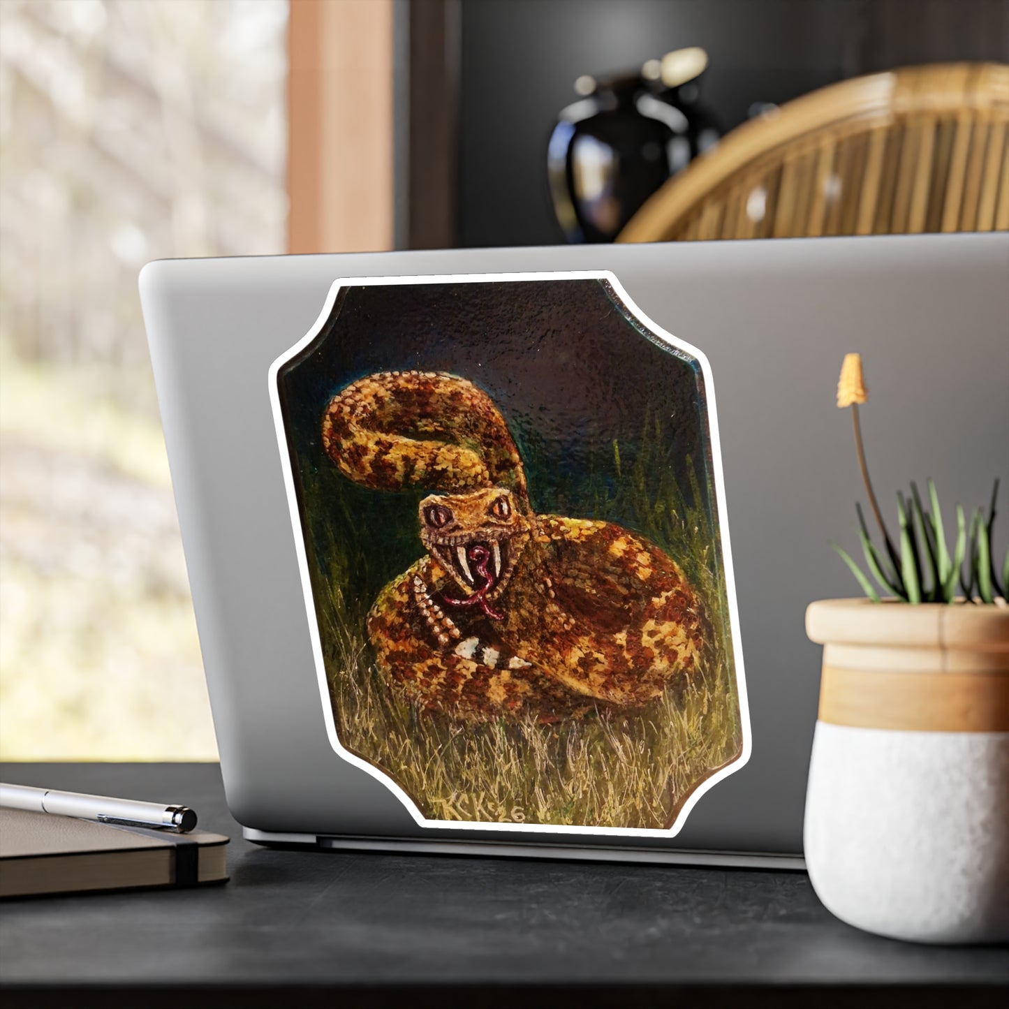 Rattlesnake Strike Kiss-Cut Vinyl Decal – Realistic Snake Artwork Sticker