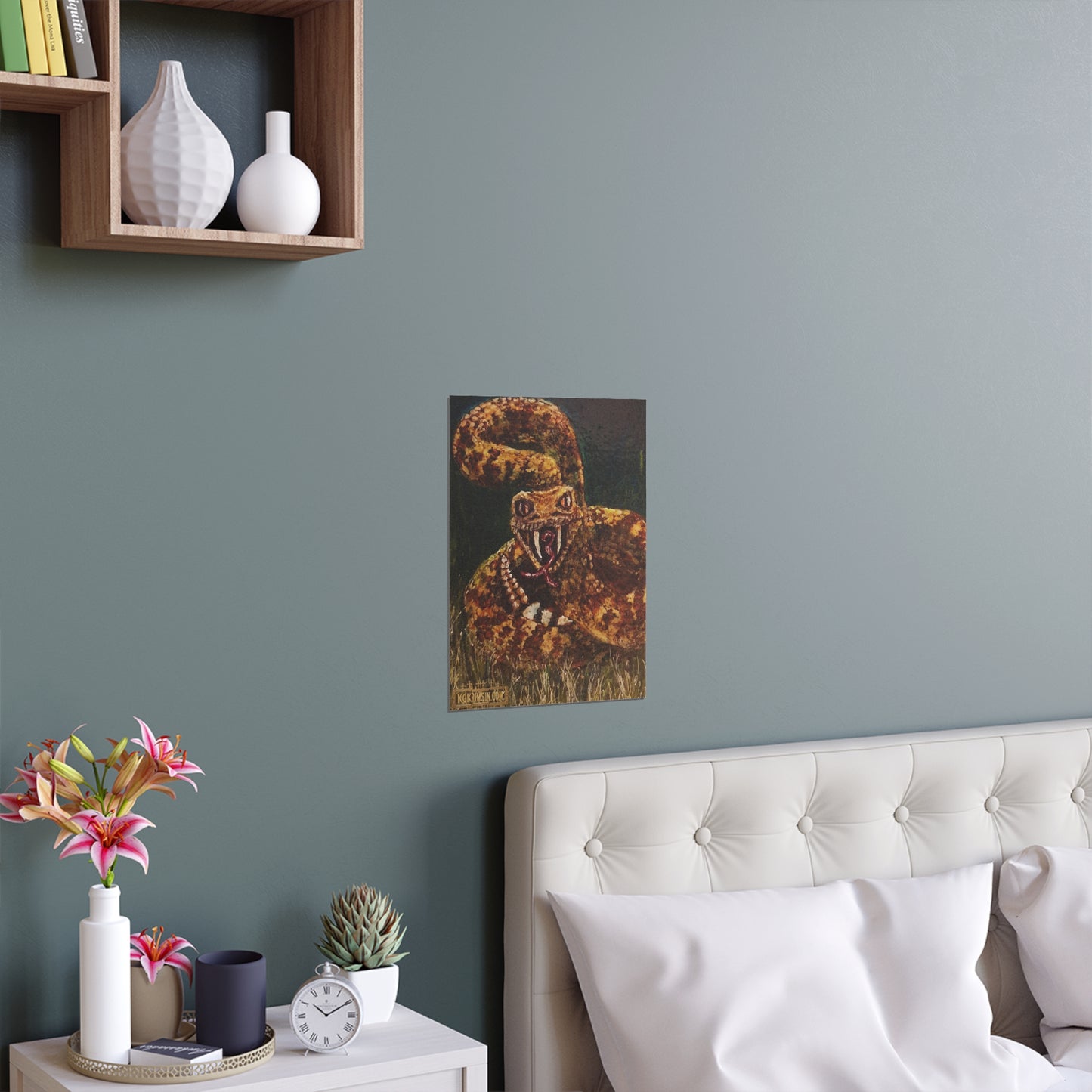 Desert Western Diamondback Rattlesnake Silk Poster — Southwest Fantasy