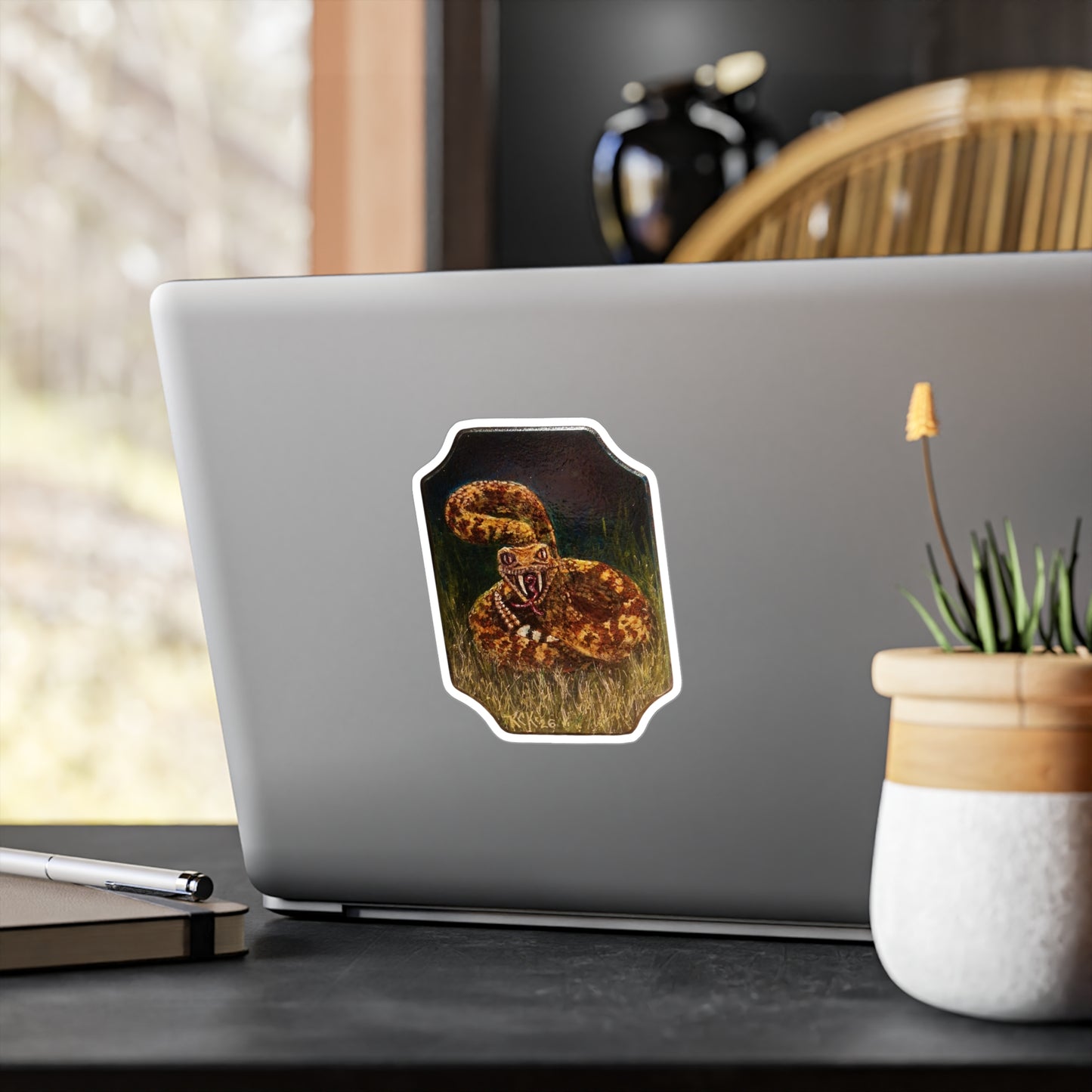 Rattlesnake Strike Kiss-Cut Vinyl Decal – Realistic Snake Artwork Sticker