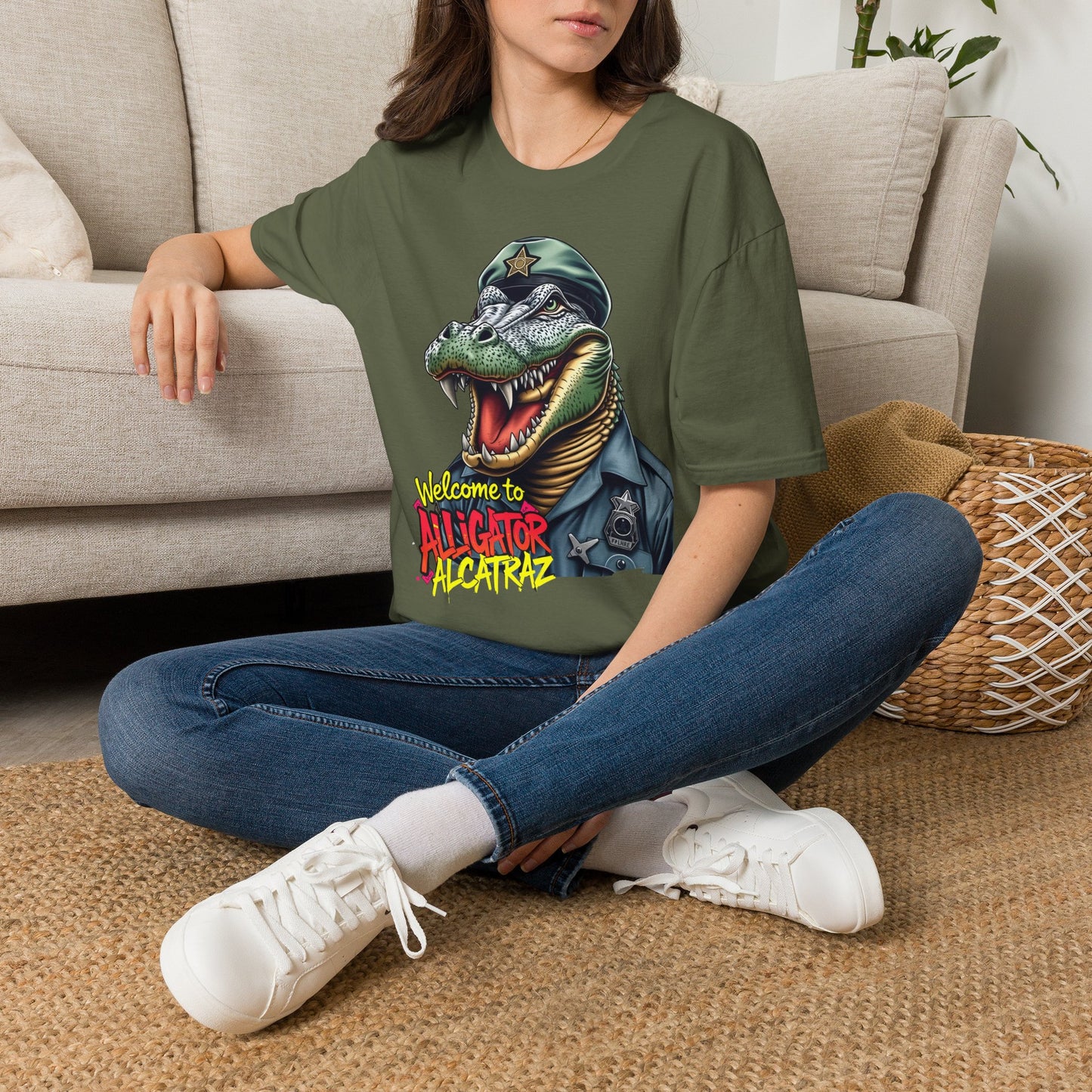 Alligator Alcatraz tee, by KC KRIMSIN Unisex Softstyle T-Shirt
