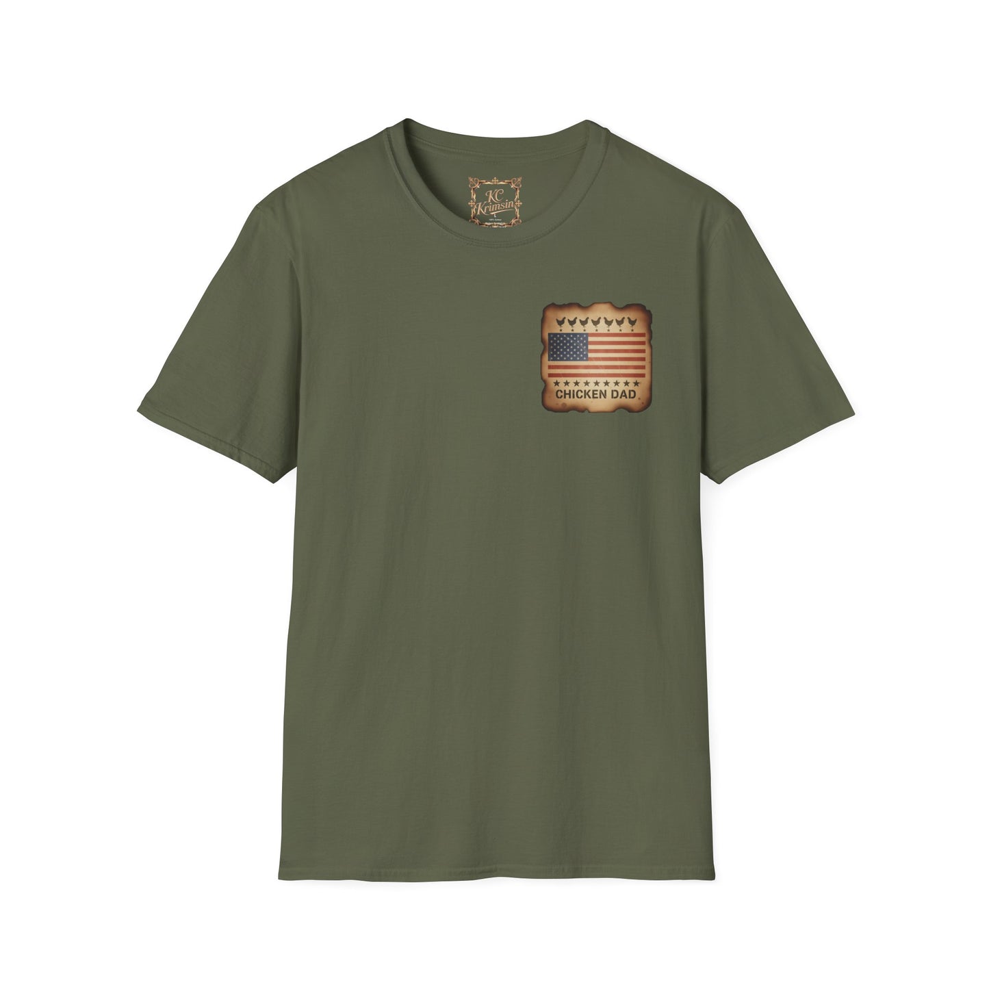Chicken Dad T-Shirt -Dual side print— American Flag Chicken Silhouette Funny Tee for Chicken Owners