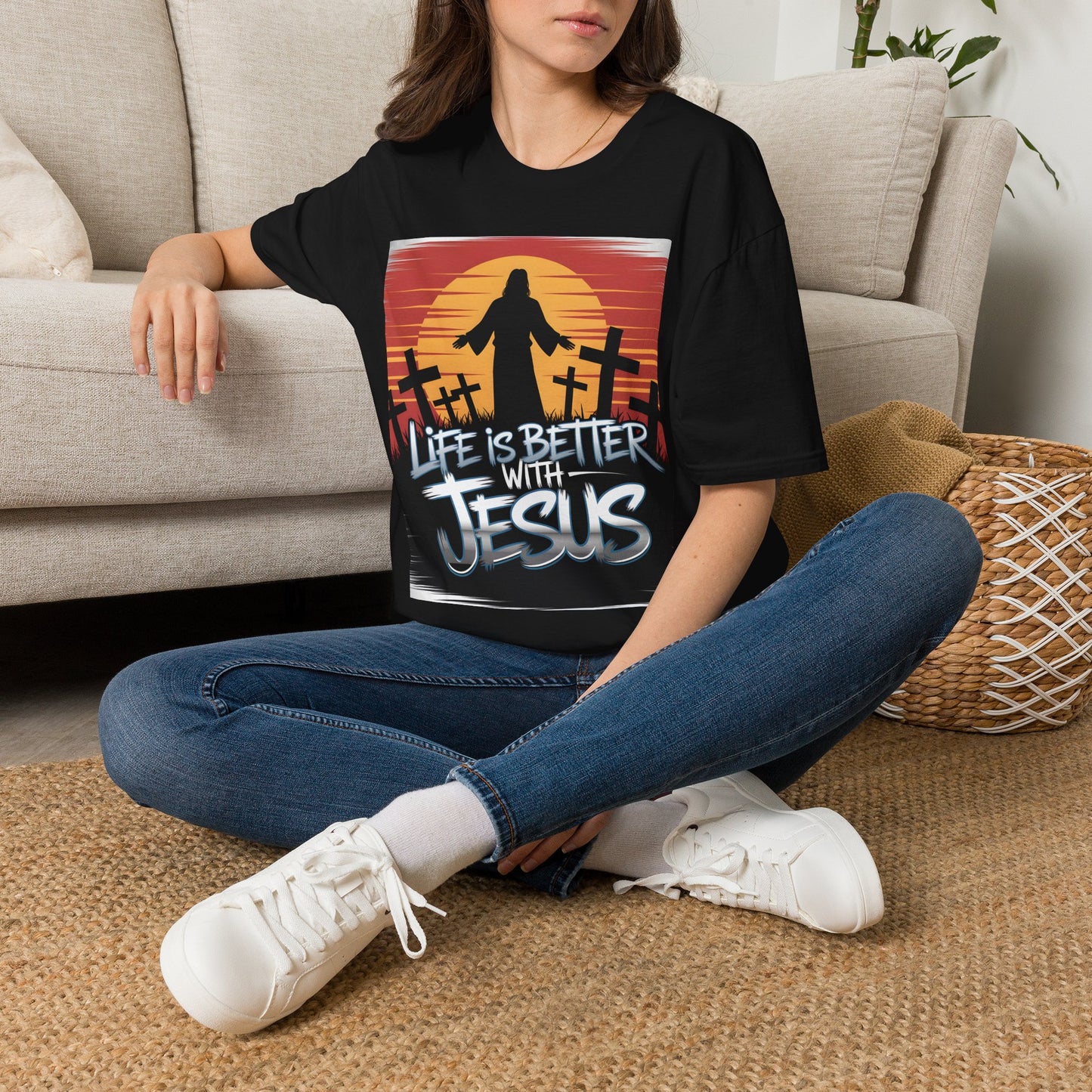 Life Is Better with Jesus Christian T-Shirt — Bold Silhouette Design