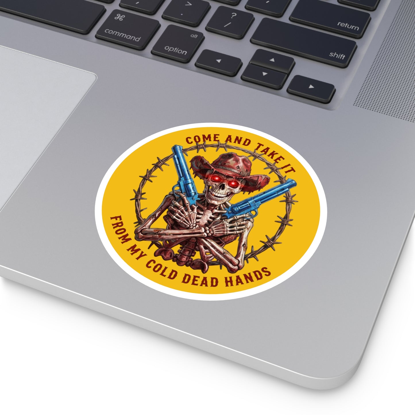 Auto Decal — “Come and Take It / From My Cold Dead Hands” Skeleton Cowboy Gun Design