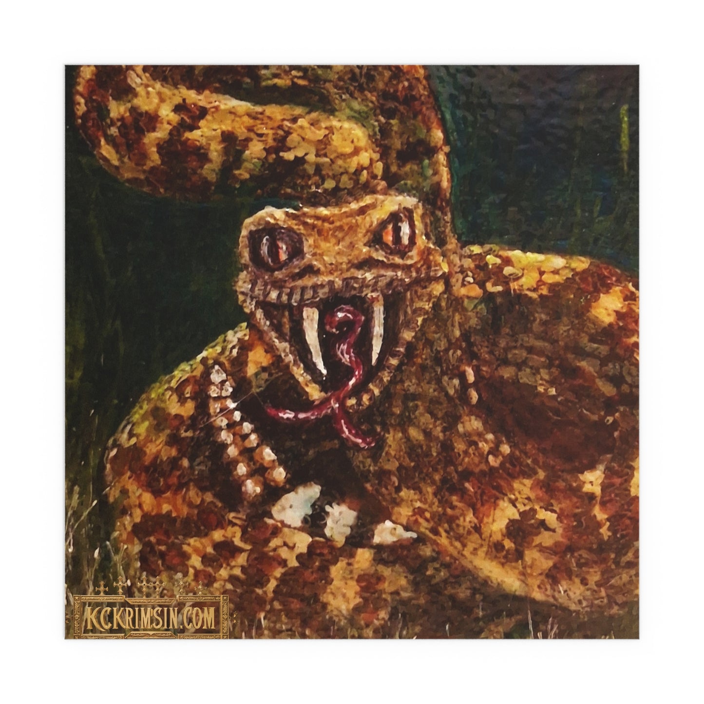 Desert Western Diamondback Rattlesnake Silk Poster — Southwest Fantasy