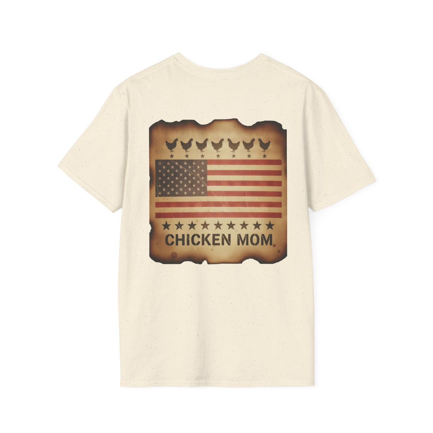 Chicken MOM T-Shirt -Dual side print— American Flag Chicken Silhouette Funny Tee for Chicken Owners