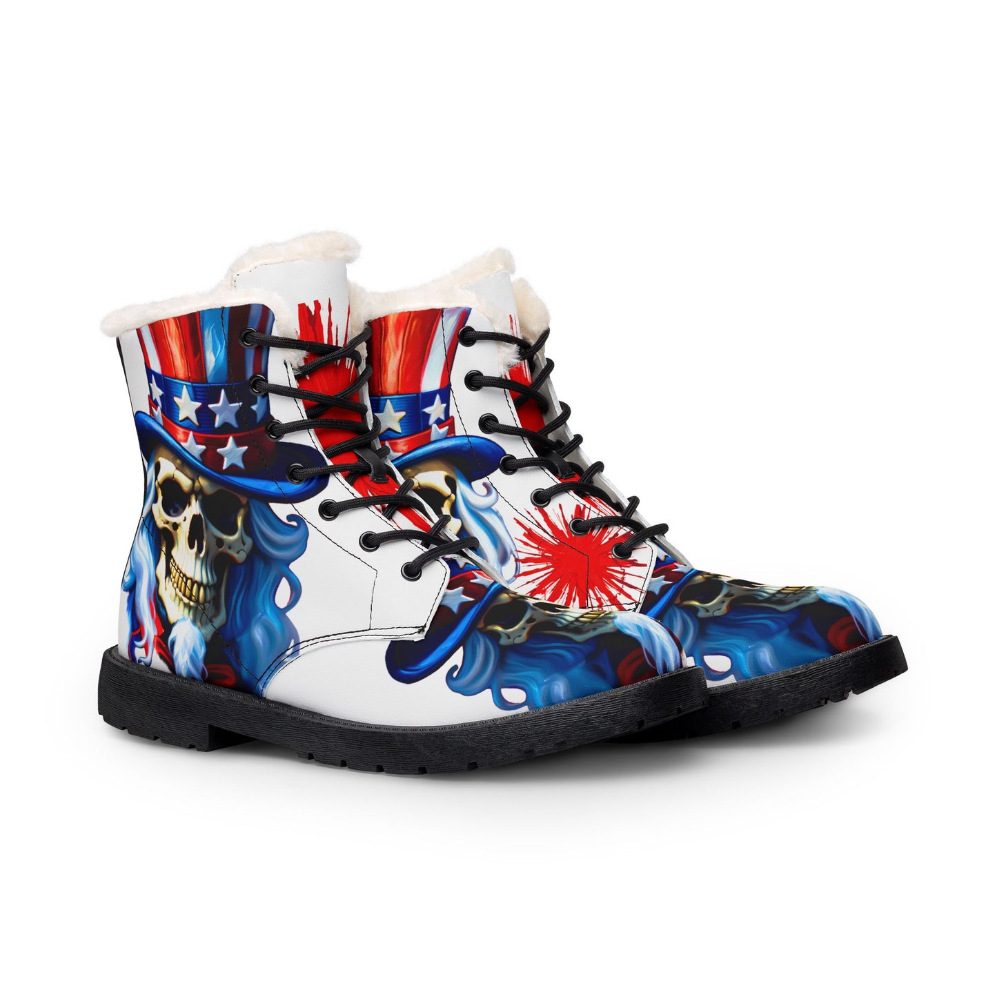 Patriotic Uncle Sam Skull Biker Boots — America 250 4th of July Celebration