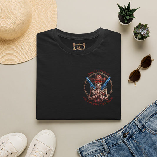 2nd Amendment Gunslinger T-Shirt dual print— "Come and Take It From My Cold, Dead Hands"