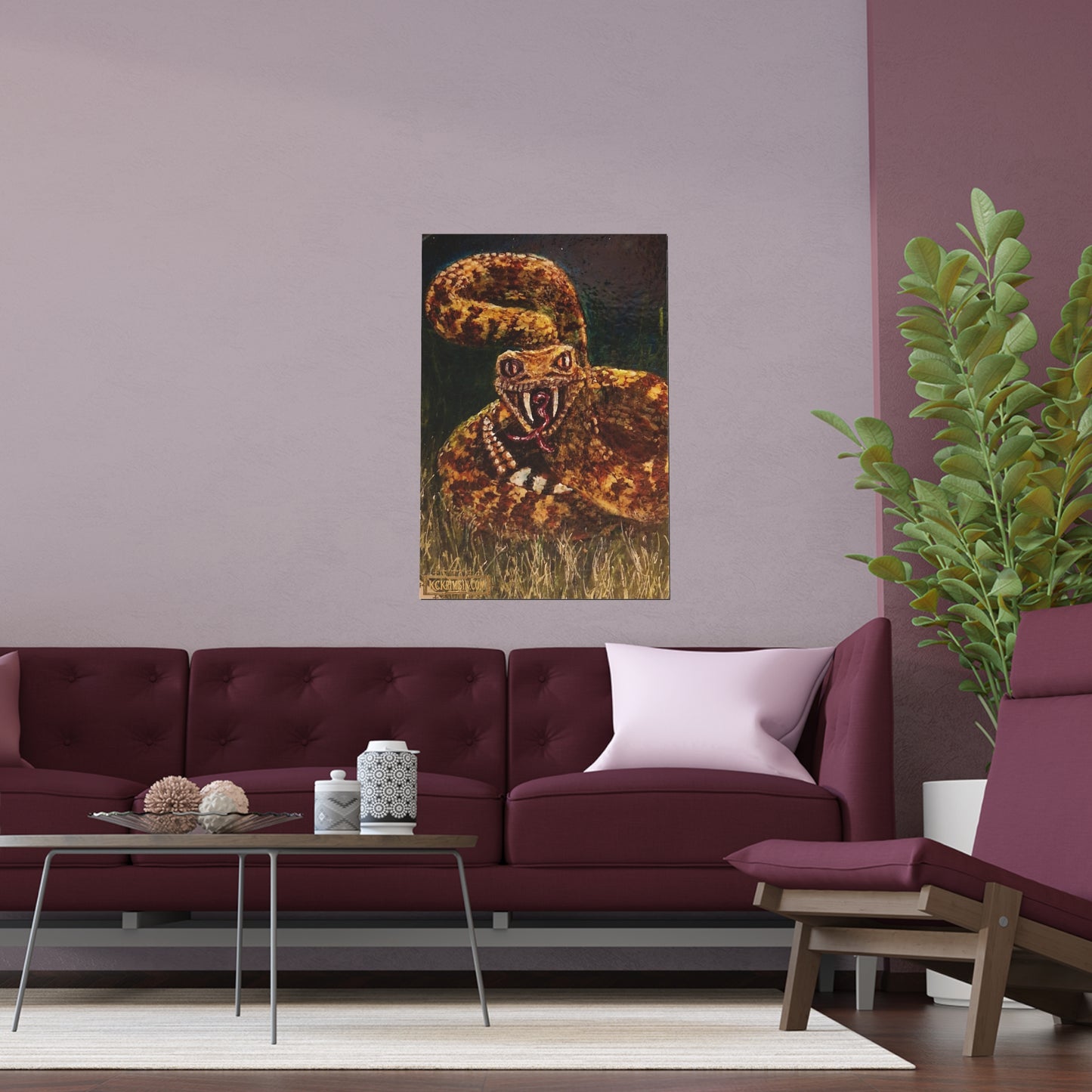 Desert Western Diamondback Rattlesnake Silk Poster — Southwest Fantasy