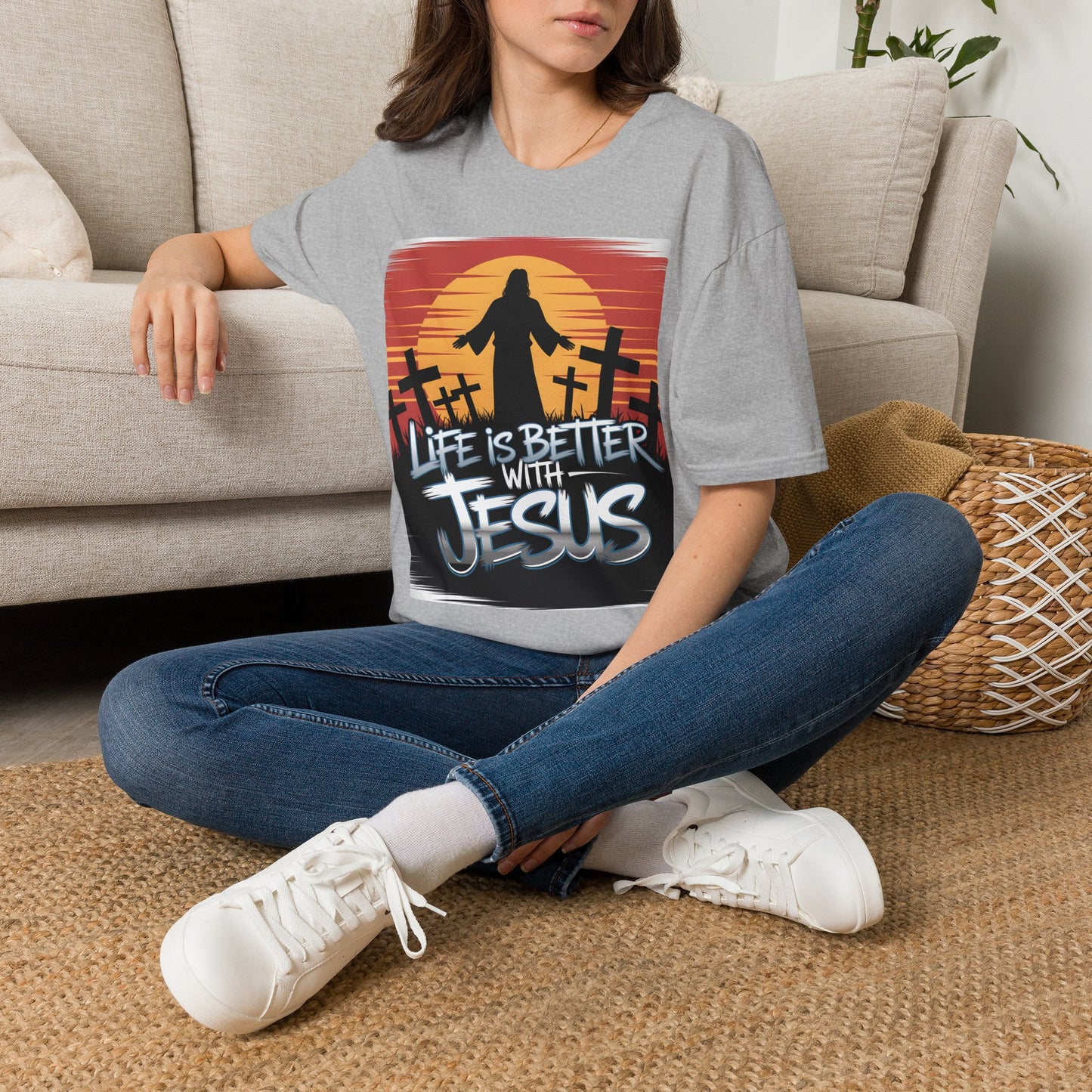 Life Is Better with Jesus Christian T-Shirt — Bold Silhouette Design