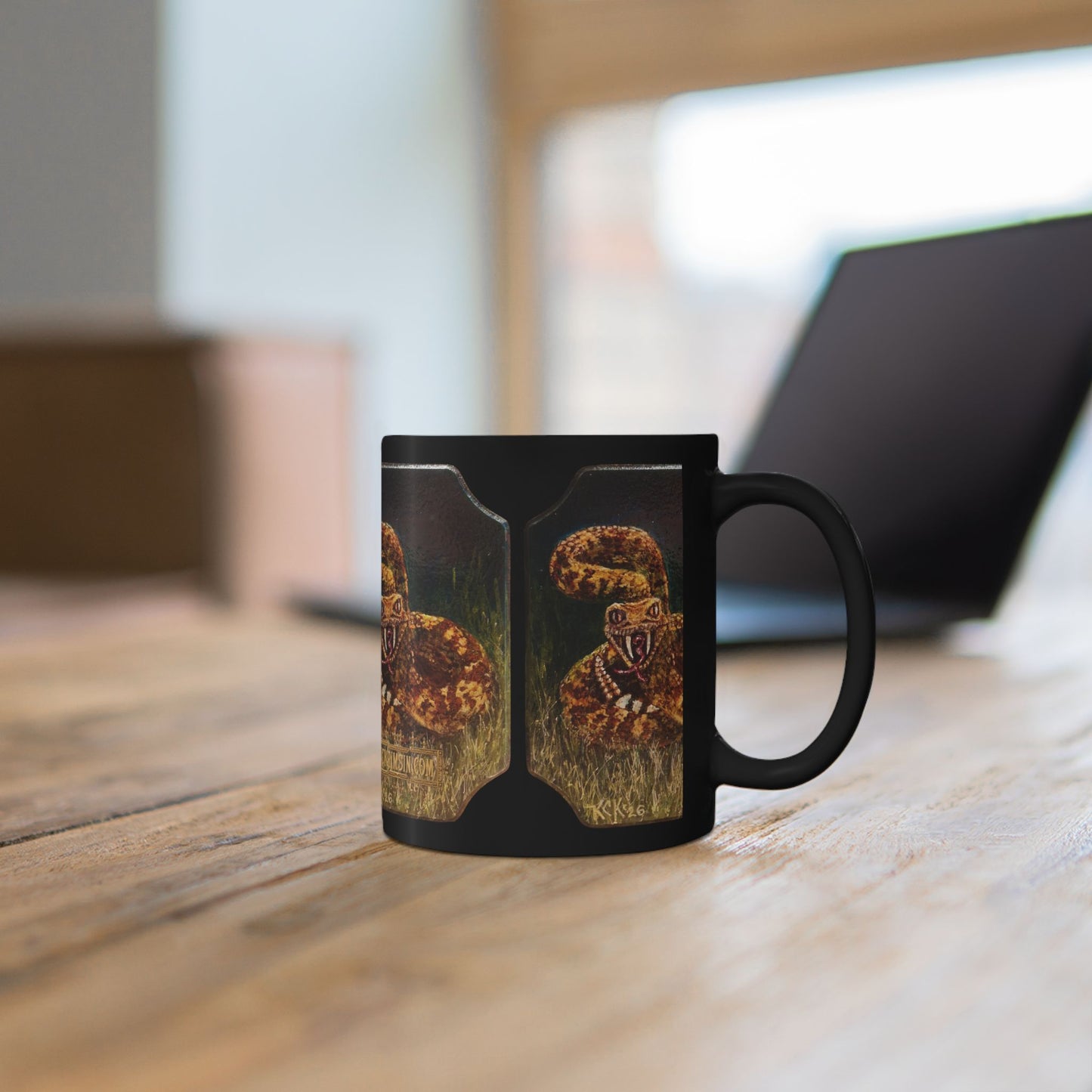 Black Ceramic Mug — Vintage Rattlesnake Spirit of the Southwest  Coffee Cup