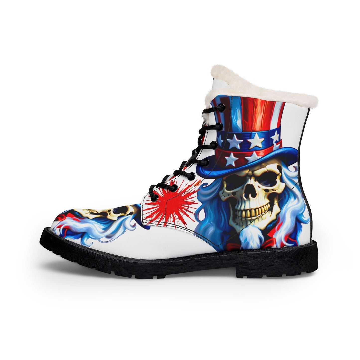 Patriotic Uncle Sam Skull Biker Boots — America 250 4th of July Celebration