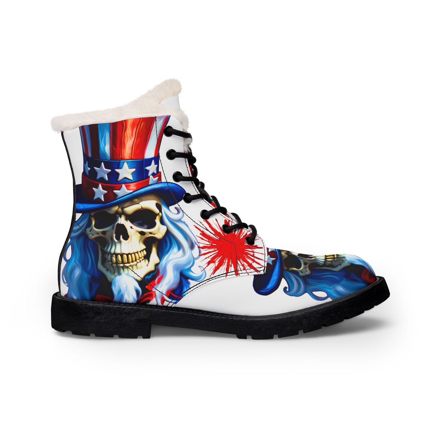 Patriotic Uncle Sam Skull Biker Boots — America 250 4th of July Celebration