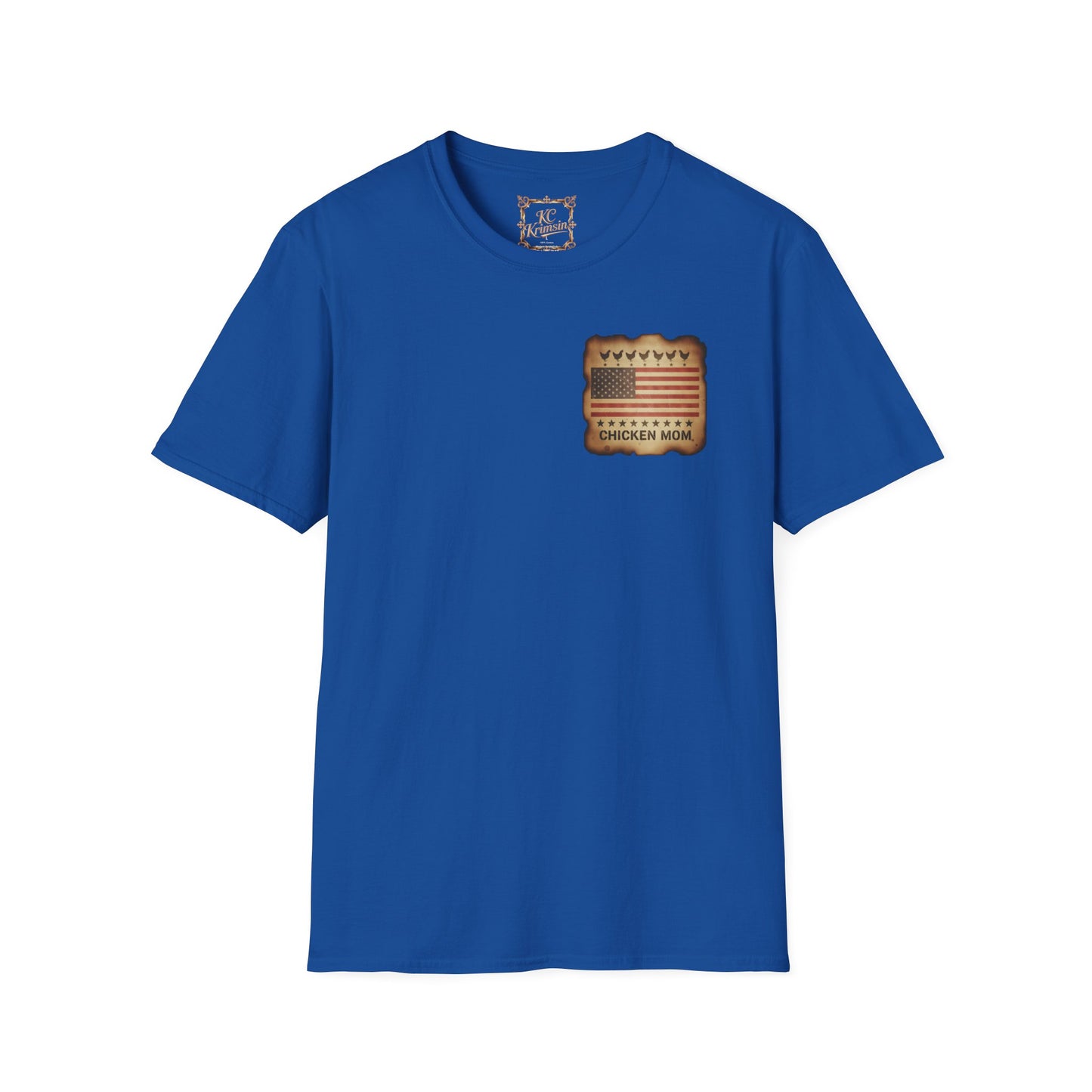 Chicken MOM T-Shirt -Dual side print— American Flag Chicken Silhouette Funny Tee for Chicken Owners