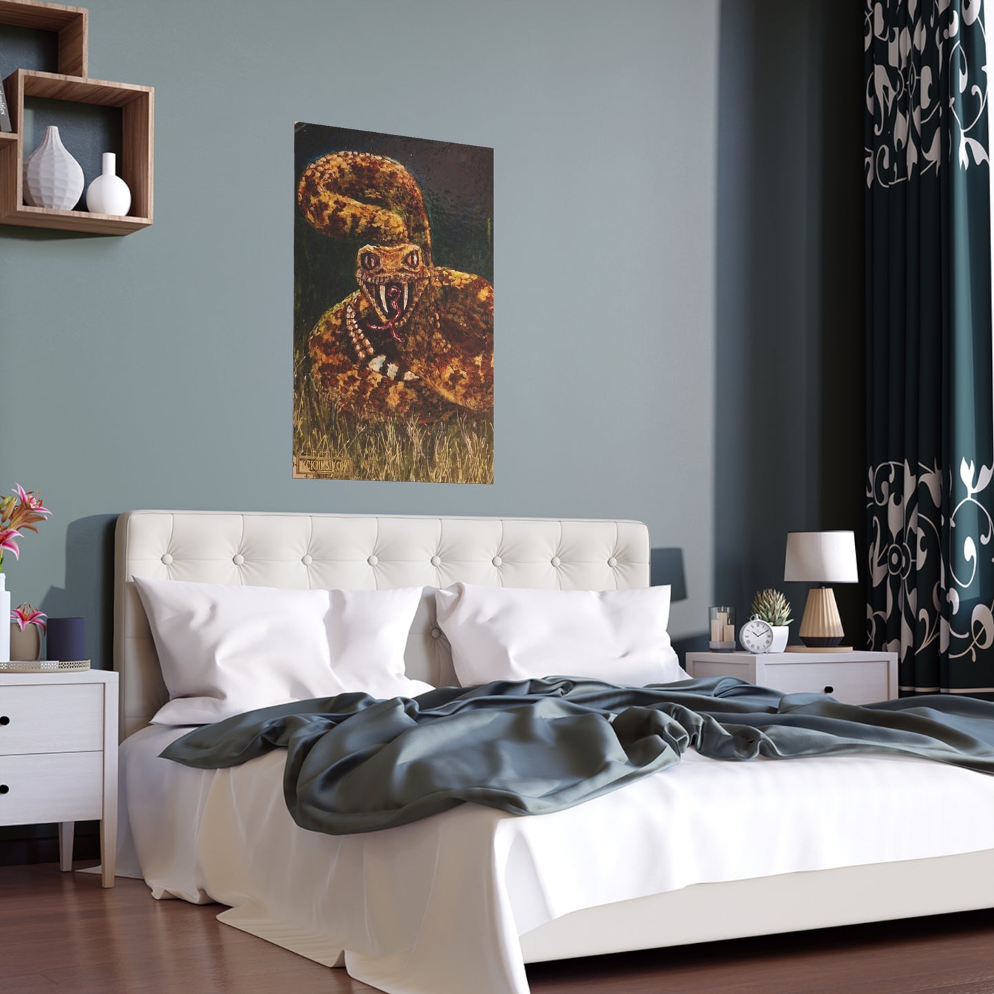Desert Western Diamondback Rattlesnake Silk Poster — Southwest Fantasy