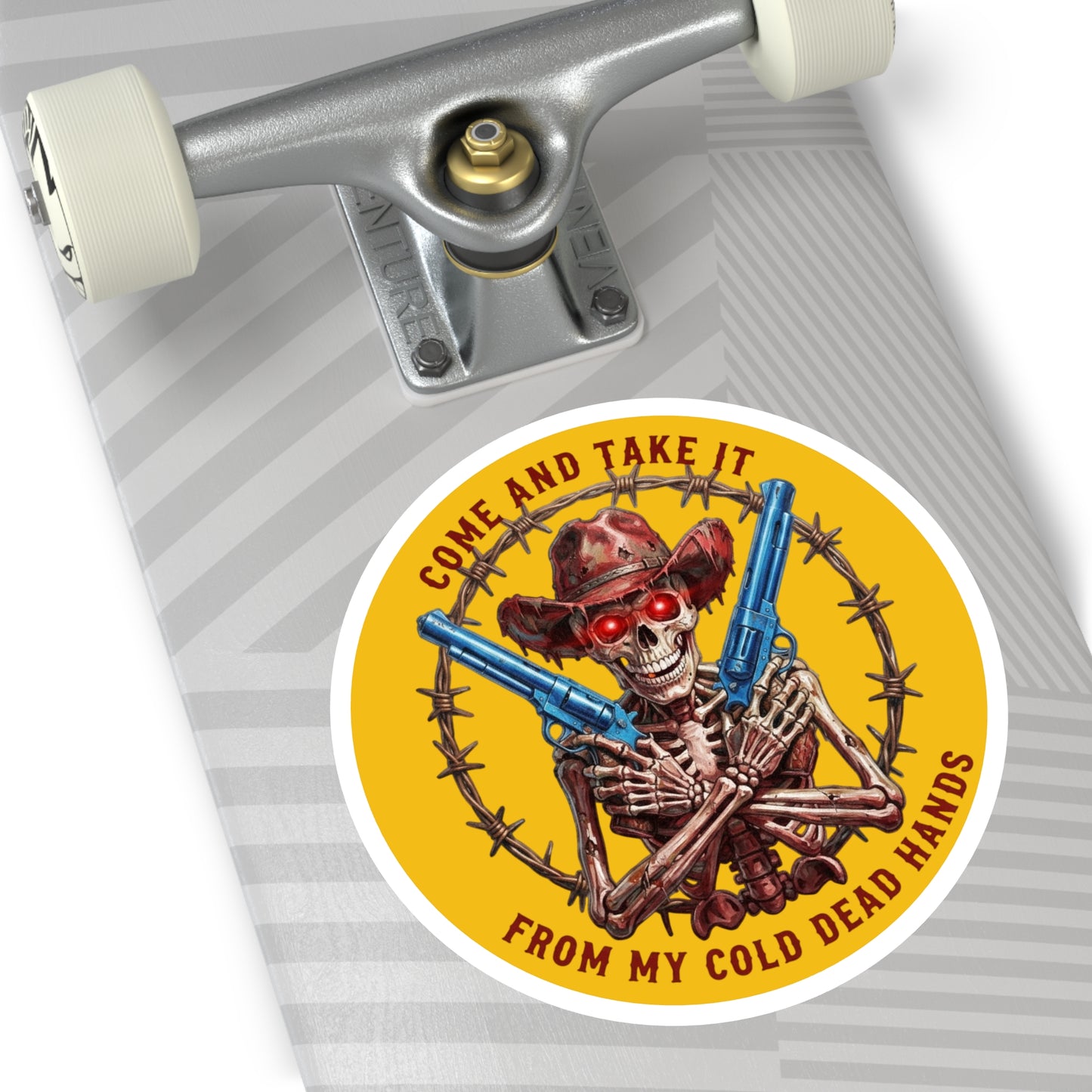 Auto Decal — “Come and Take It / From My Cold Dead Hands” Skeleton Cowboy Gun Design