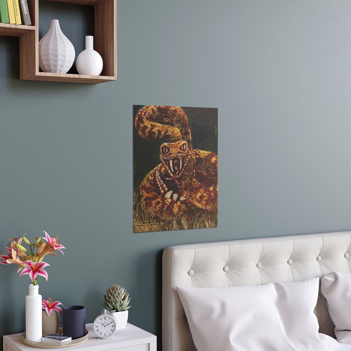Desert Western Diamondback Rattlesnake Silk Poster — Southwest Fantasy