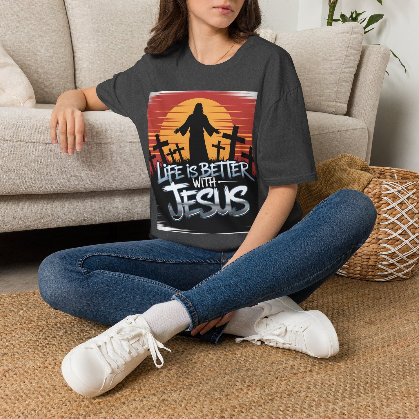 Life Is Better with Jesus Christian T-Shirt — Bold Silhouette Design