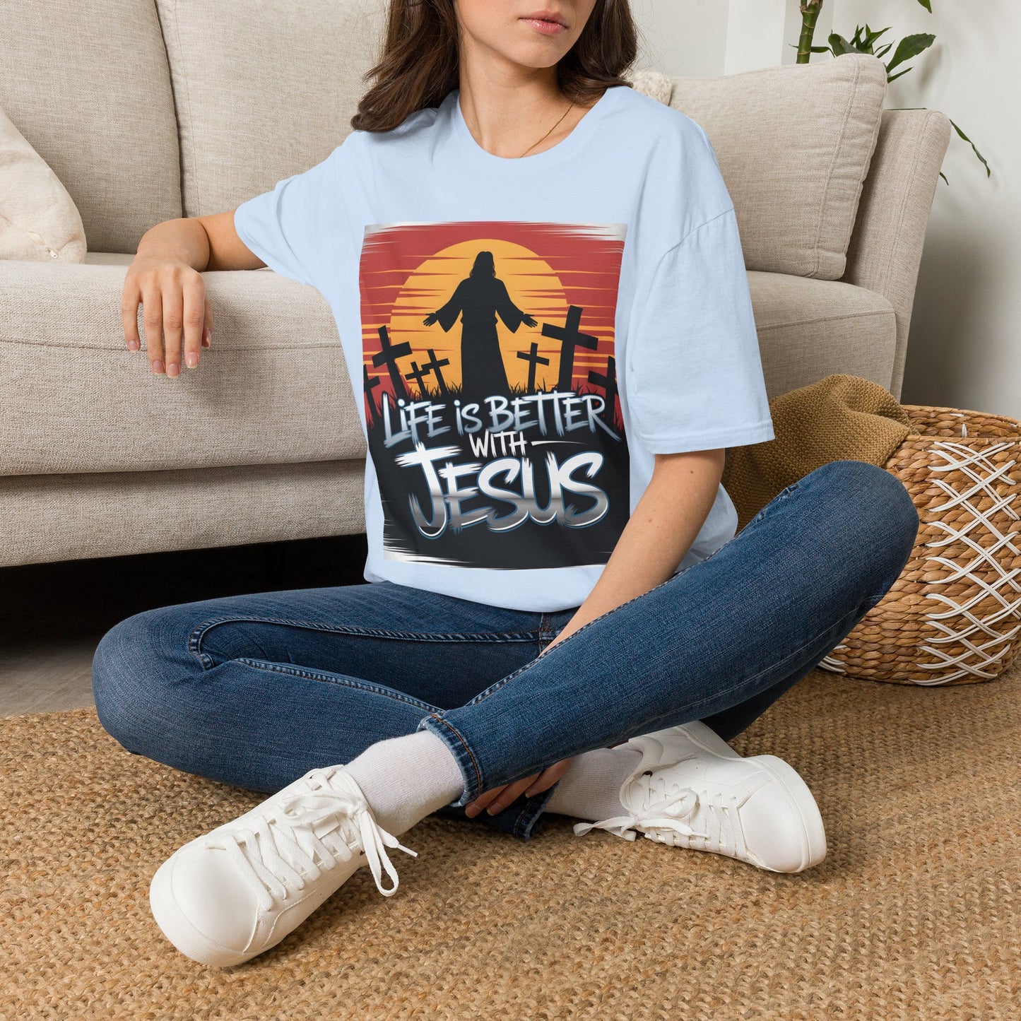 Life Is Better with Jesus Christian T-Shirt — Bold Silhouette Design