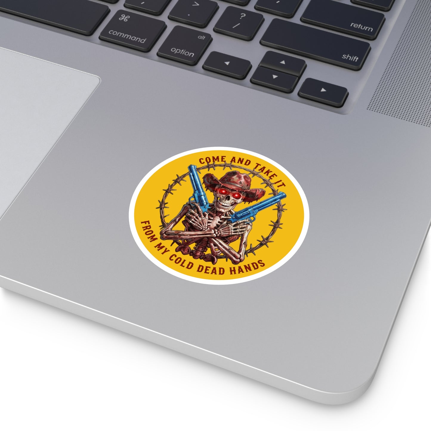 Auto Decal — “Come and Take It / From My Cold Dead Hands” Skeleton Cowboy Gun Design