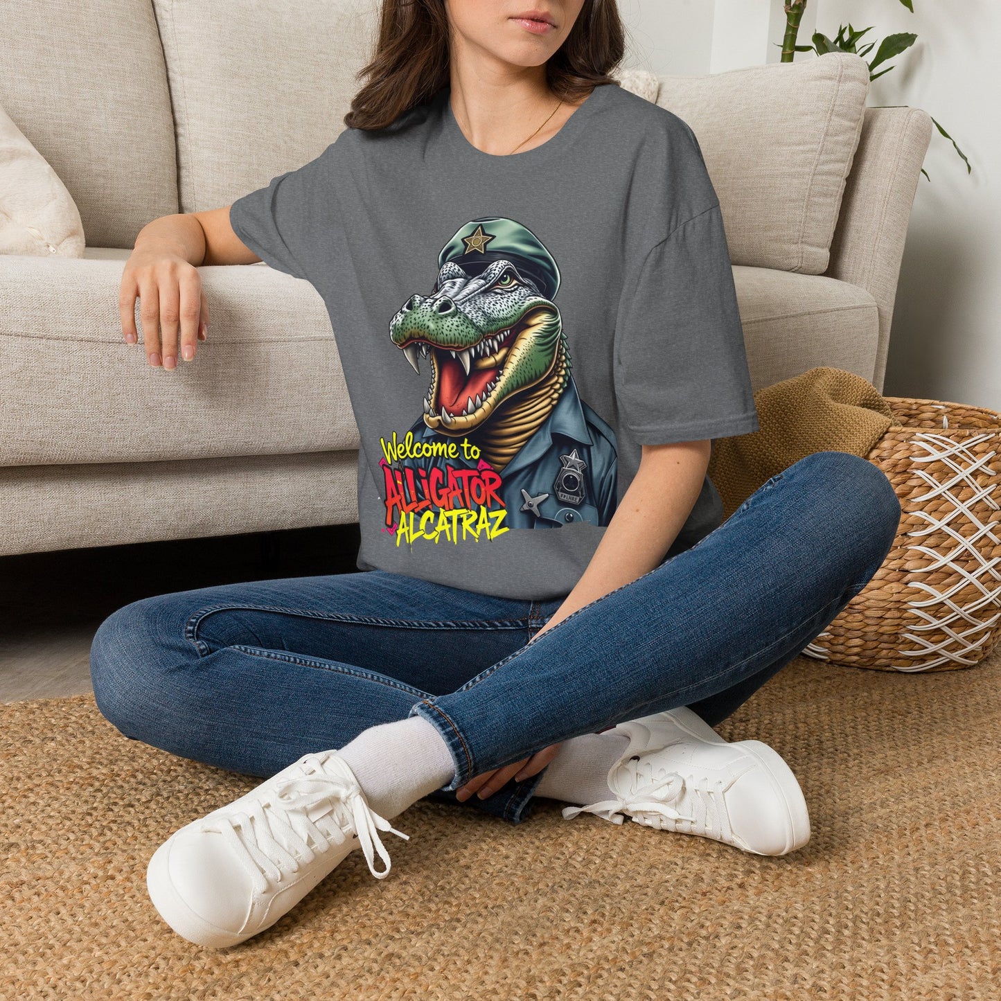 Alligator Alcatraz tee, by KC KRIMSIN Unisex Softstyle T-Shirt