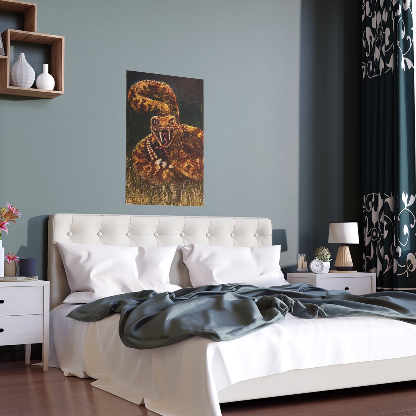 Desert Western Diamondback Rattlesnake Silk Poster — Southwest Fantasy
