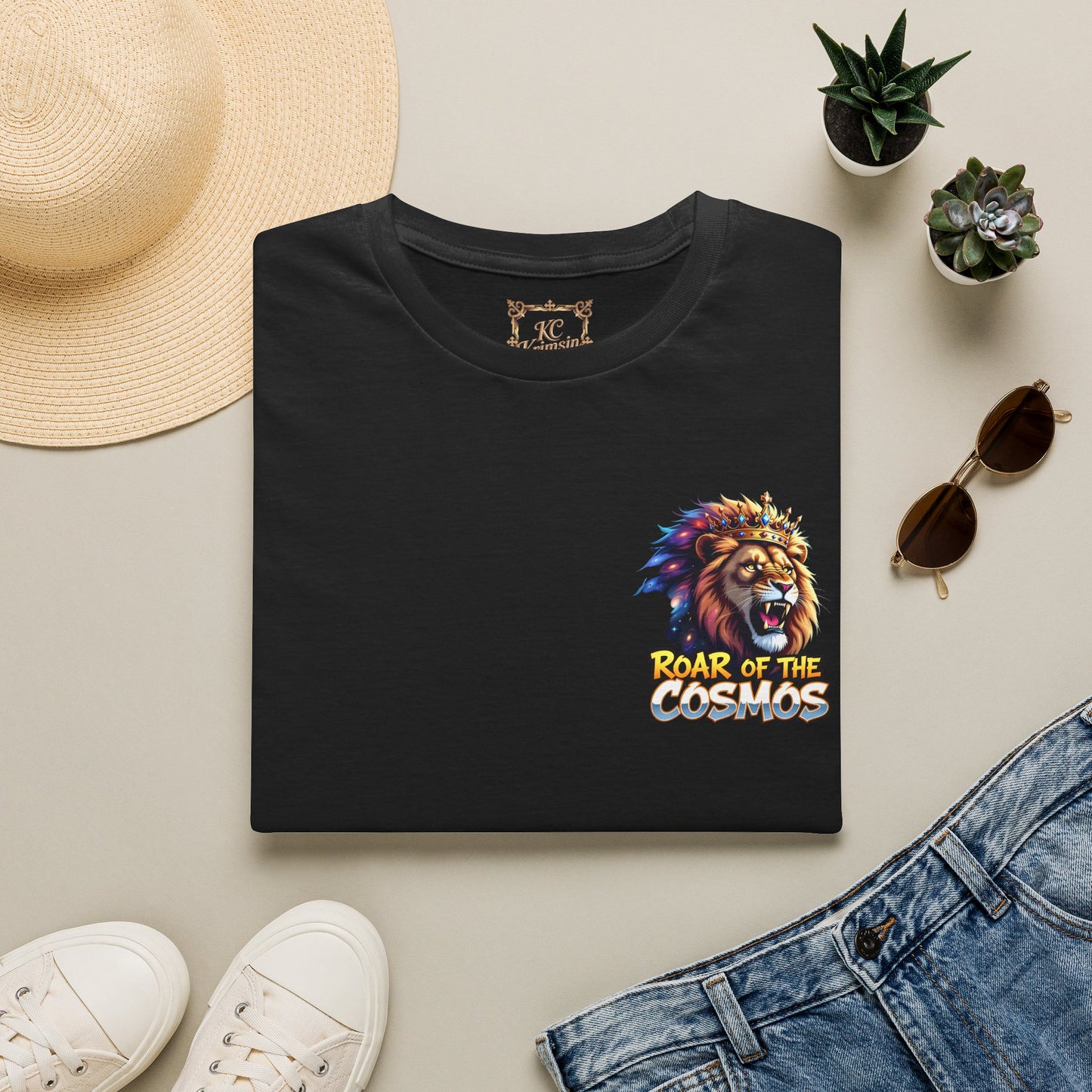 Roar of the Cosmos, King Lion double sided tee, Unisex Softstyle T-Shirt