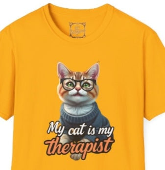MY CAT IS MY THERAPIST funny tee, Unisex Softstyle T-Shirt