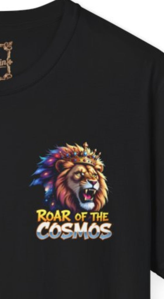 Roar of the Cosmos, King Lion double sided tee, Unisex Softstyle T-Shirt