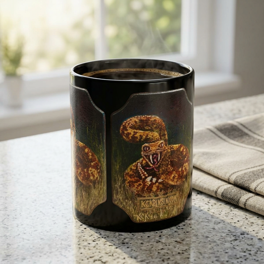 Black Ceramic Mug — Vintage Rattlesnake Spirit of the Southwest  Coffee Cup