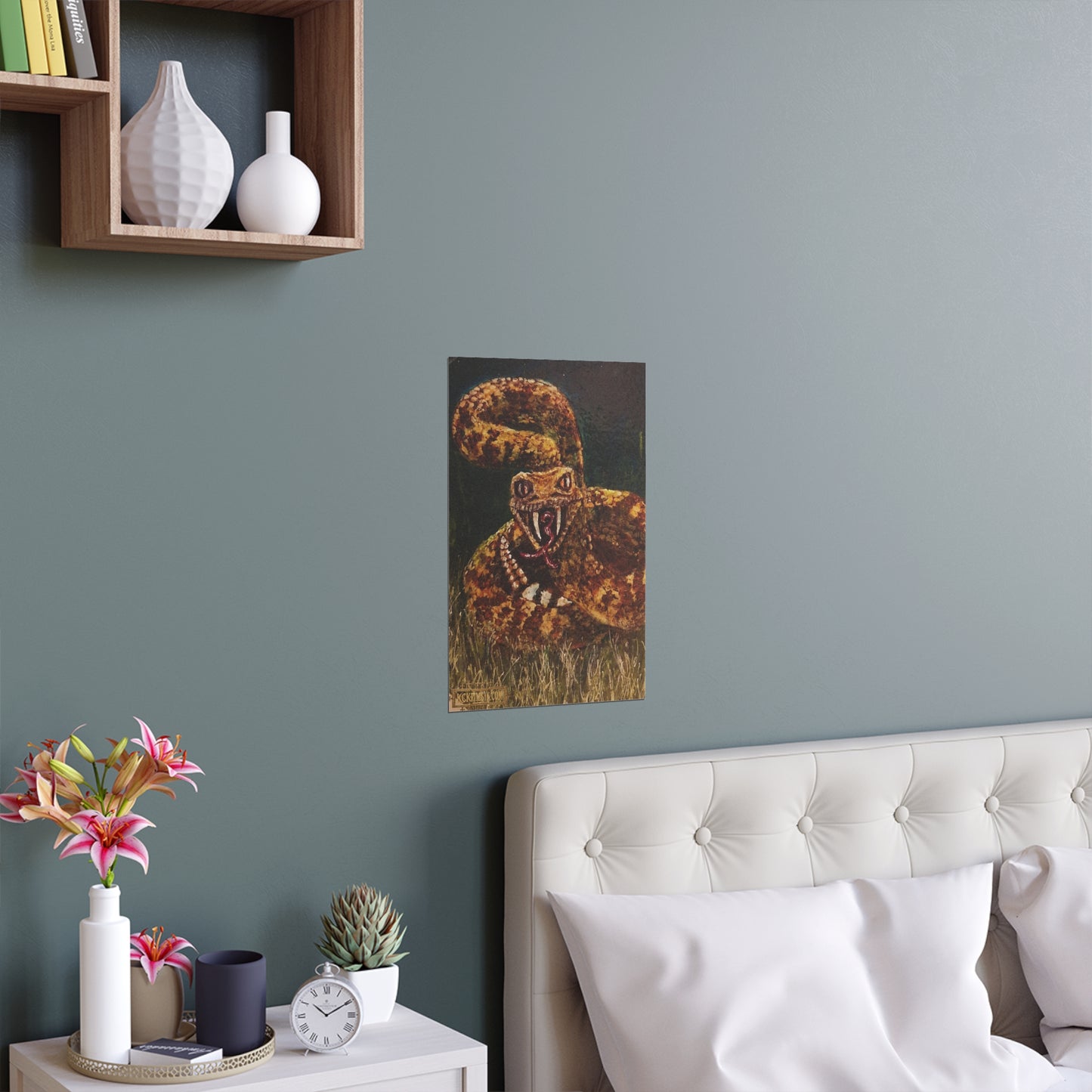 Desert Western Diamondback Rattlesnake Silk Poster — Southwest Fantasy