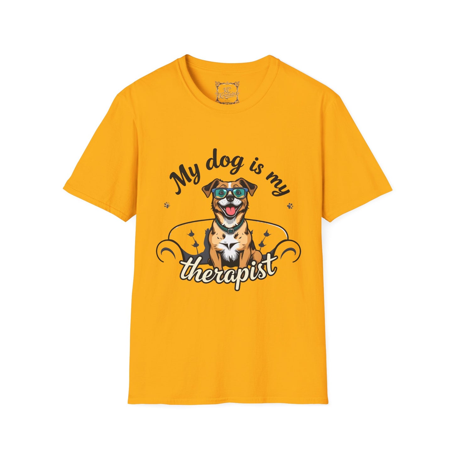 MY DOG IS MY THERAPIST funny tee, Unisex Softstyle T-Shirt