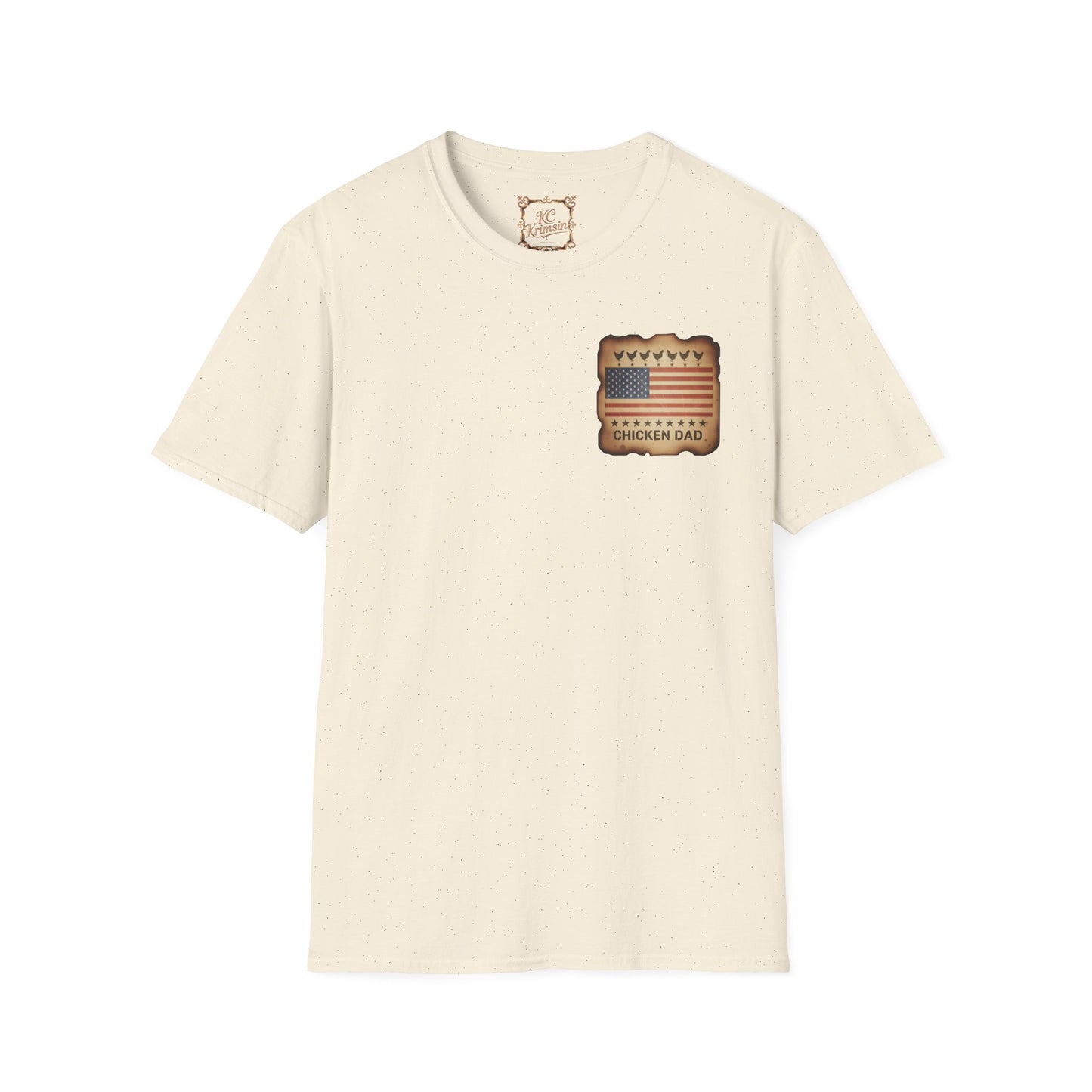 Chicken Dad T-Shirt -Dual side print— American Flag Chicken Silhouette Funny Tee for Chicken Owners