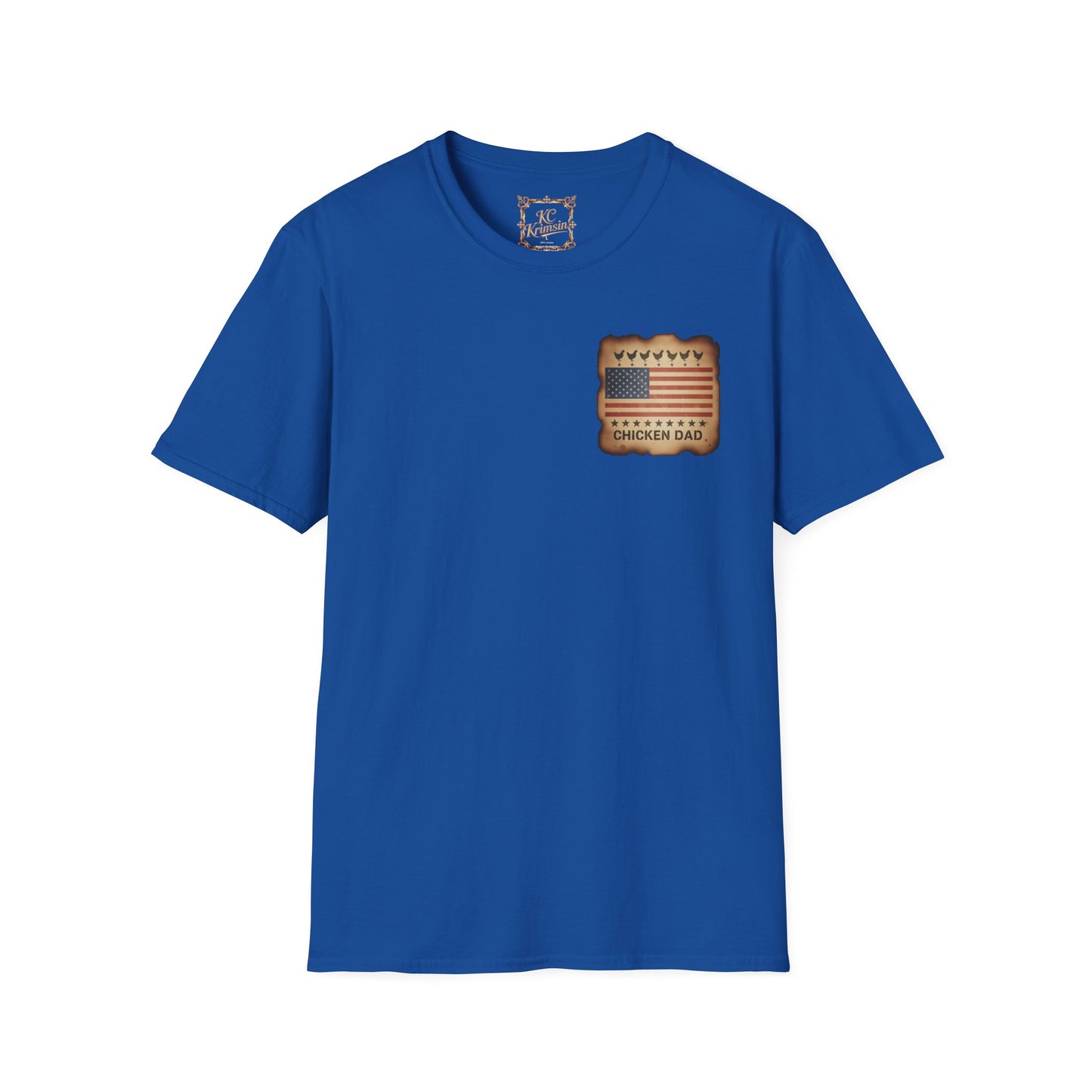 Chicken Dad T-Shirt -Dual side print— American Flag Chicken Silhouette Funny Tee for Chicken Owners