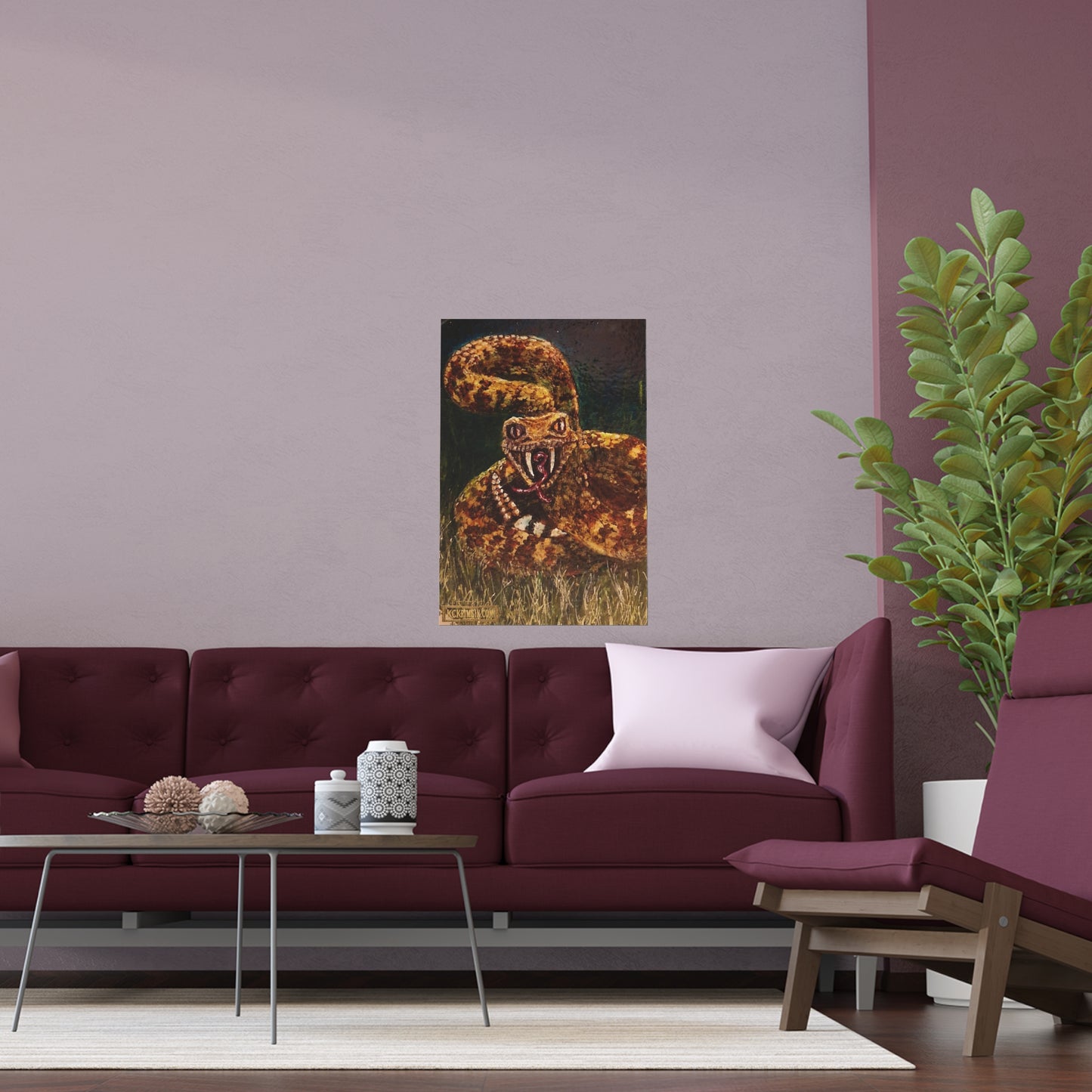 Desert Western Diamondback Rattlesnake Silk Poster — Southwest Fantasy