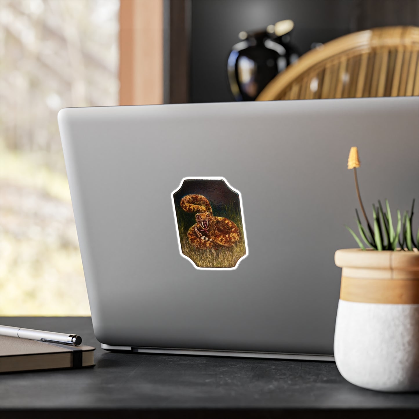 Rattlesnake Strike Kiss-Cut Vinyl Decal – Realistic Snake Artwork Sticker