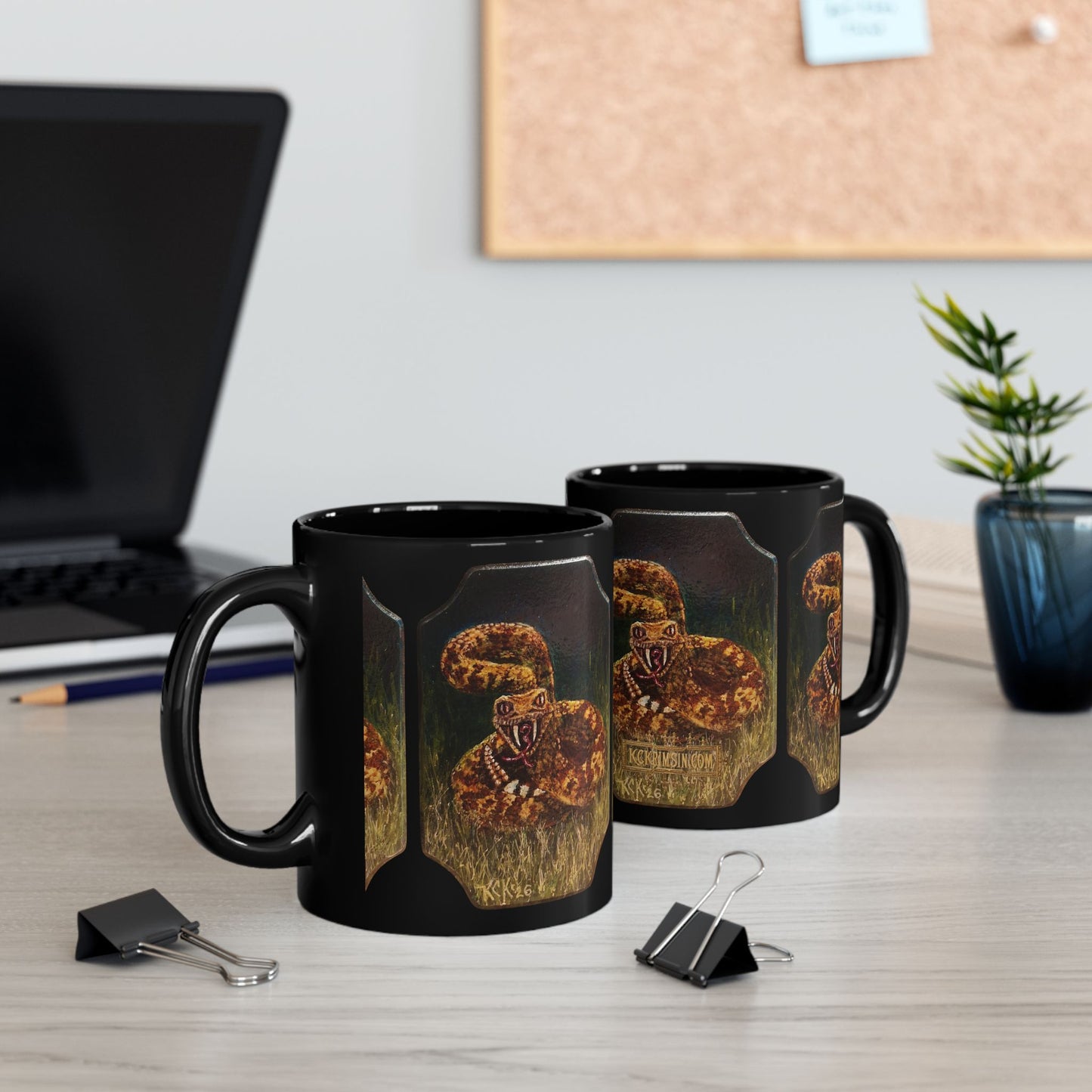Black Ceramic Mug — Vintage Rattlesnake Spirit of the Southwest  Coffee Cup