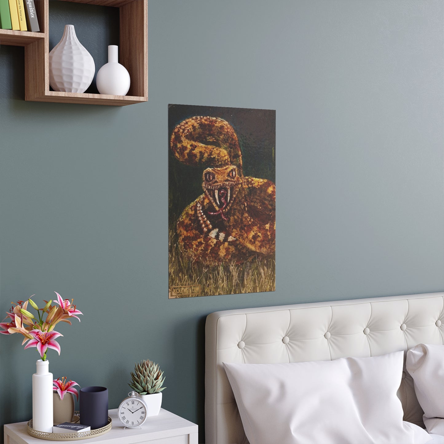 Desert Western Diamondback Rattlesnake Silk Poster — Southwest Fantasy