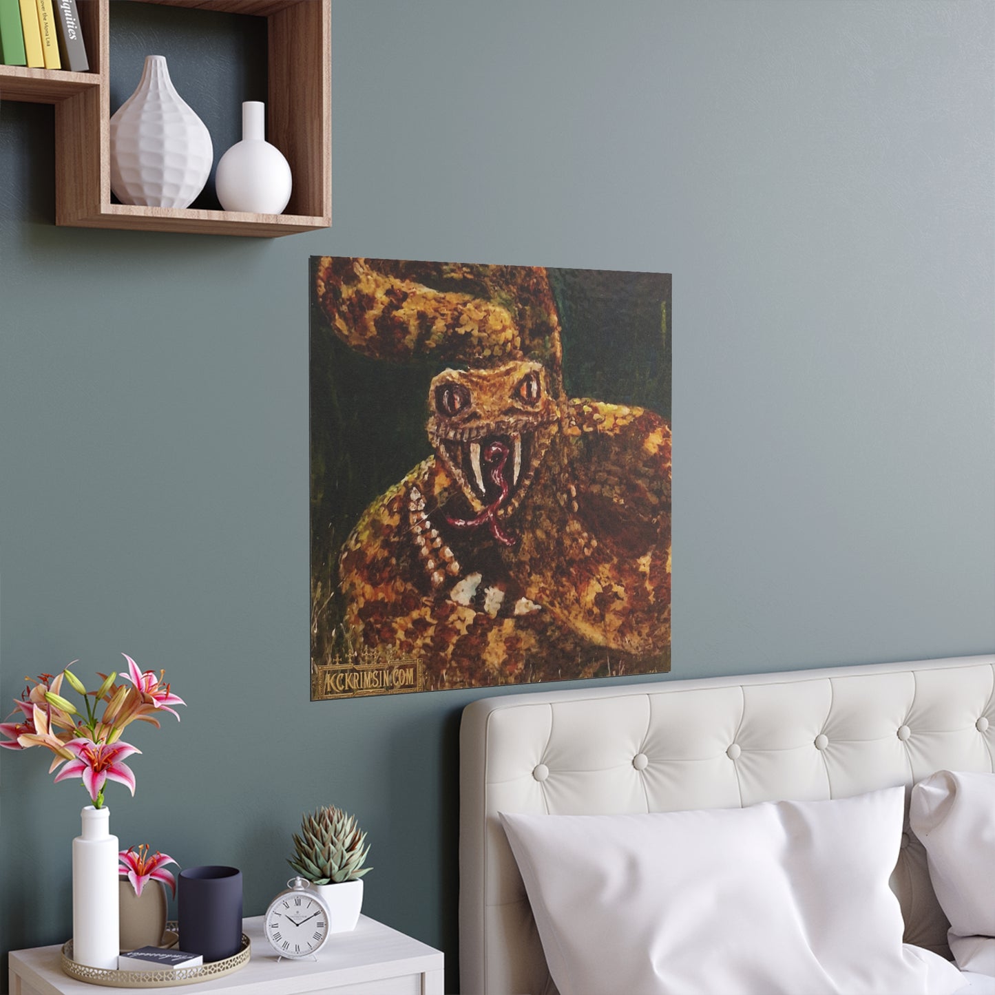 Desert Western Diamondback Rattlesnake Silk Poster — Southwest Fantasy