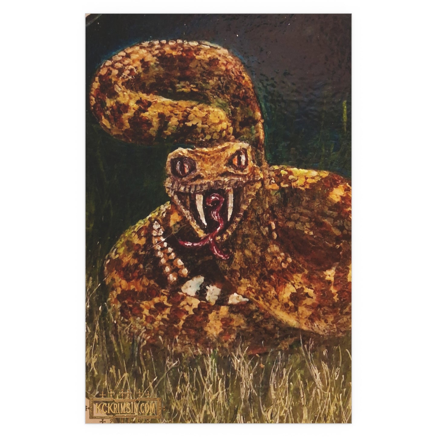 Desert Western Diamondback Rattlesnake Silk Poster — Southwest Fantasy