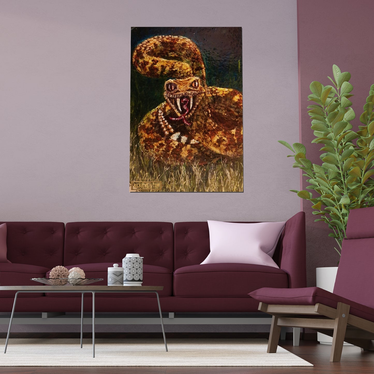 Desert Western Diamondback Rattlesnake Silk Poster — Southwest Fantasy