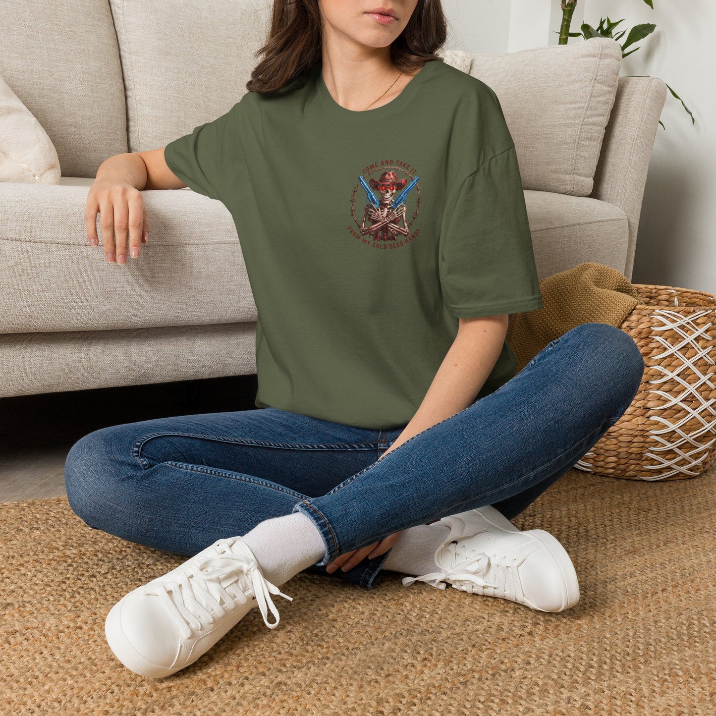 2nd Amendment Gunslinger T-Shirt dual print— "Come and Take It From My Cold, Dead Hands"