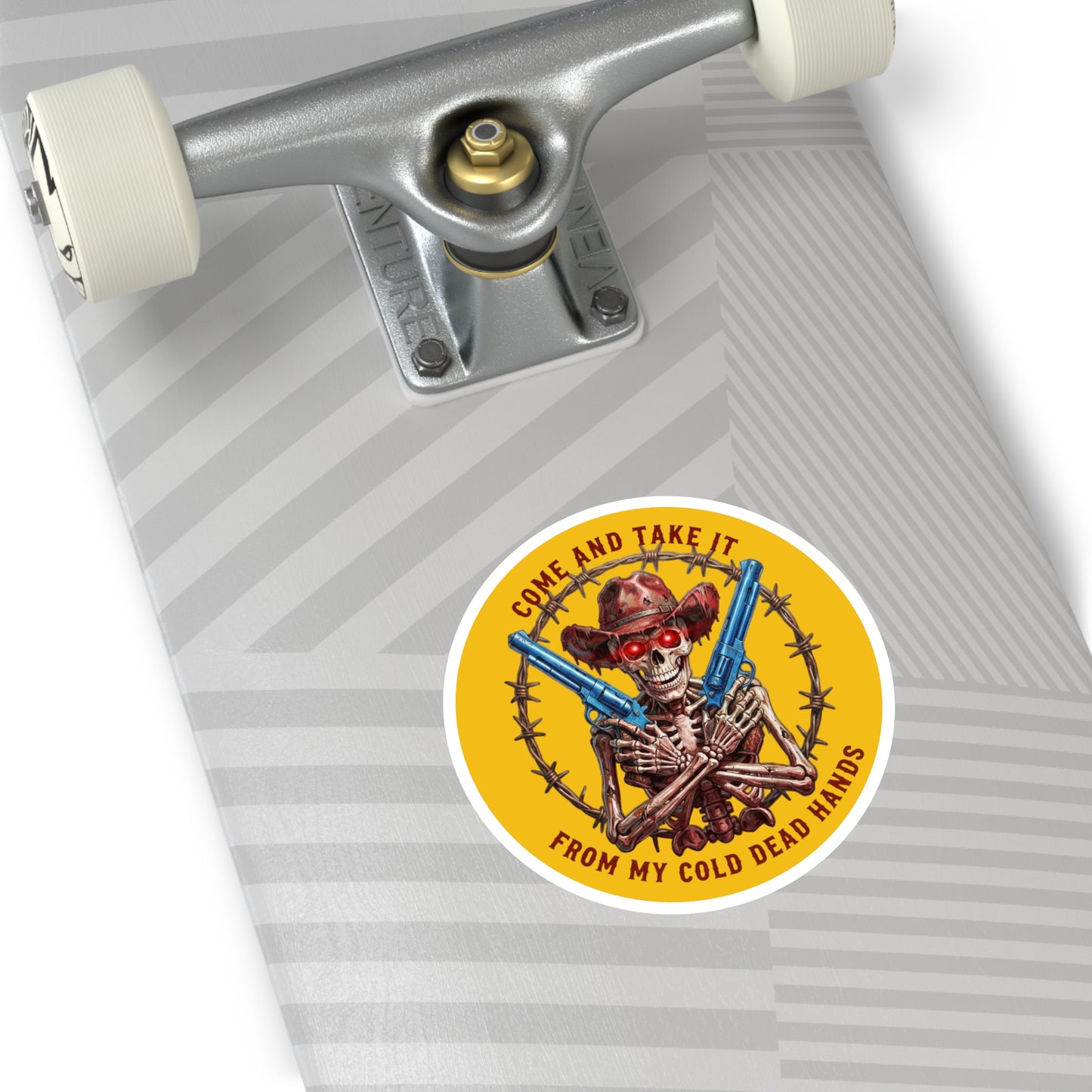 Auto Decal — “Come and Take It / From My Cold Dead Hands” Skeleton Cowboy Gun Design