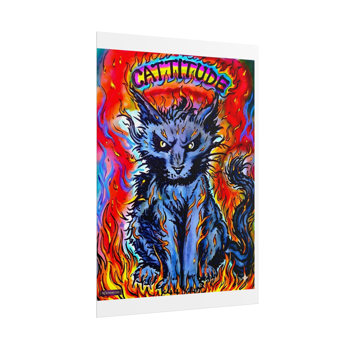 Cattitude Flaming Cat Poster — Rolled Art Print