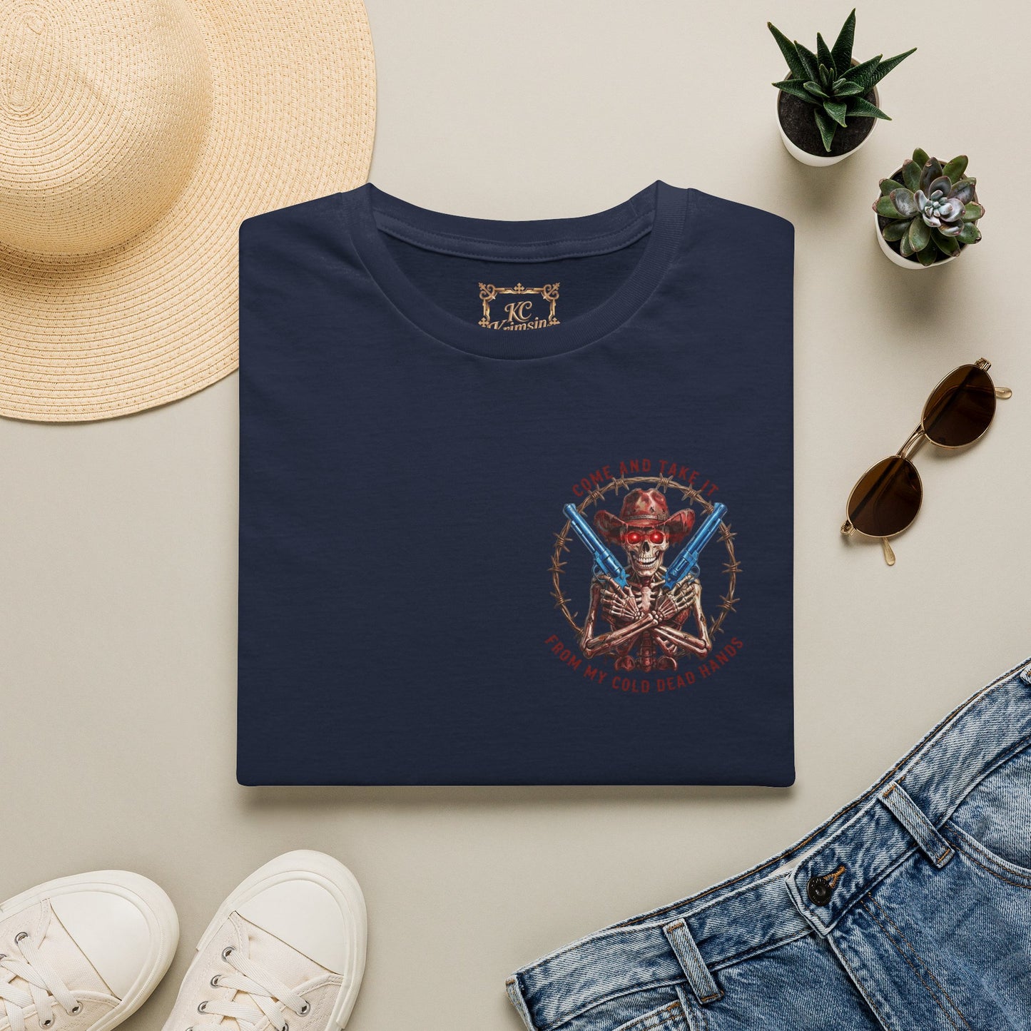 2nd Amendment Gunslinger T-Shirt dual print— "Come and Take It From My Cold, Dead Hands"