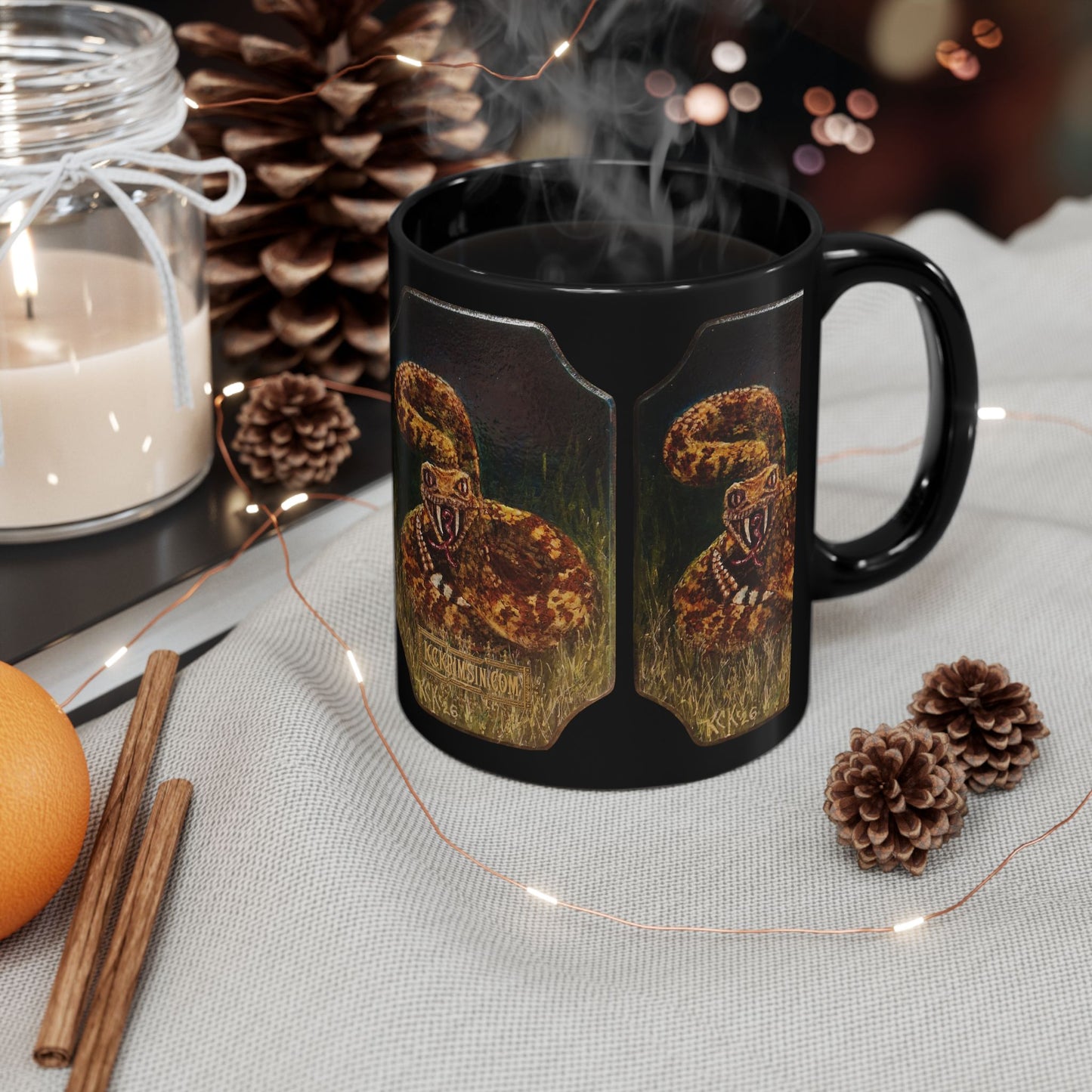 Black Ceramic Mug — Vintage Rattlesnake Spirit of the Southwest  Coffee Cup