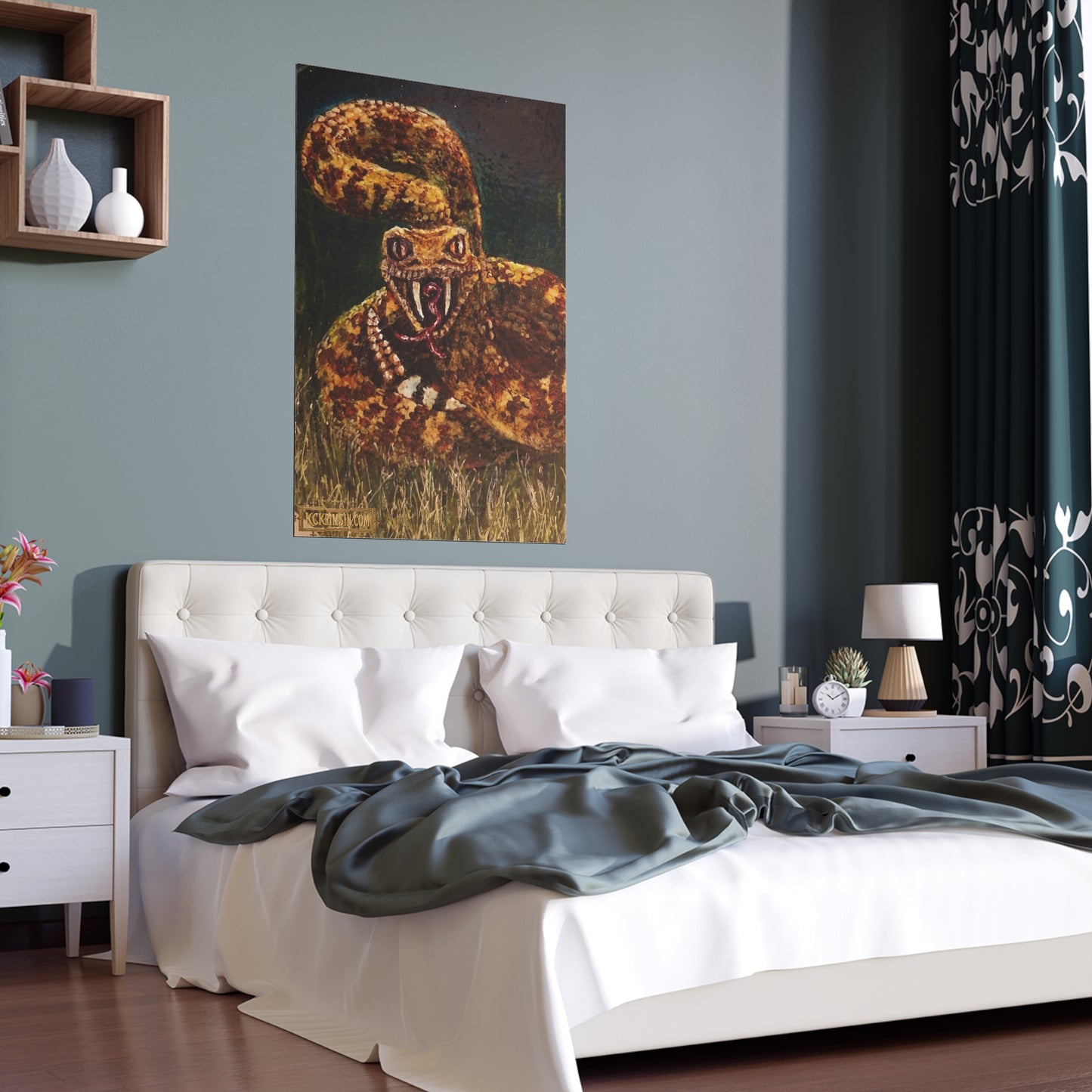 Desert Western Diamondback Rattlesnake Silk Poster — Southwest Fantasy