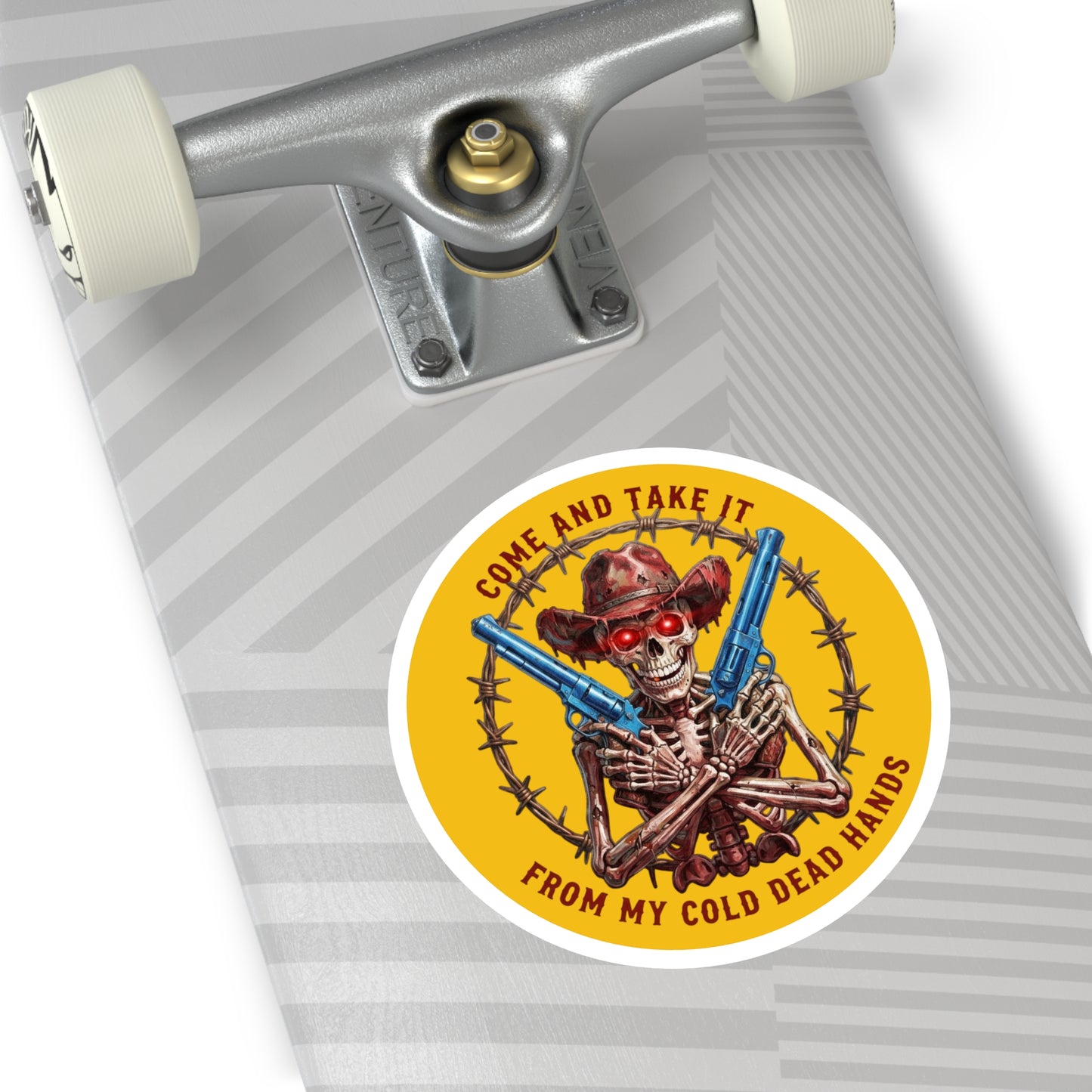Auto Decal — “Come and Take It / From My Cold Dead Hands” Skeleton Cowboy Gun Design