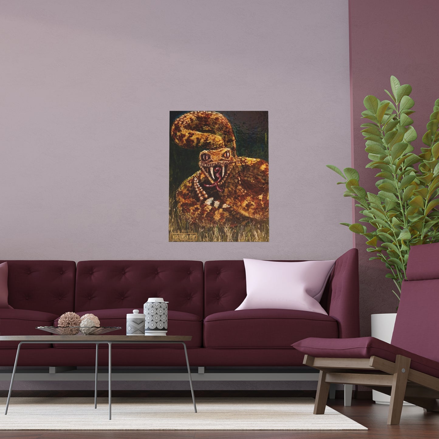 Desert Western Diamondback Rattlesnake Silk Poster — Southwest Fantasy