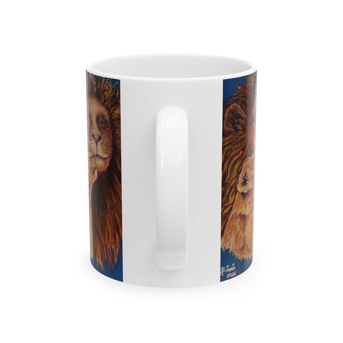 Lion and Cub Ceramic Mug — Heartwarming Wildlife Art Coffee Cup (11oz/15oz)