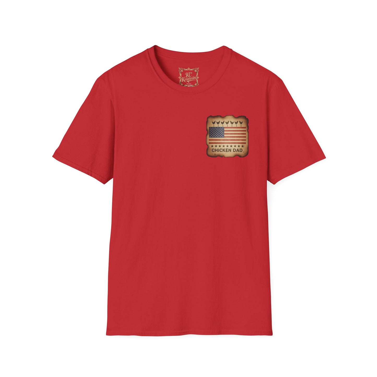Chicken Dad T-Shirt -Dual side print— American Flag Chicken Silhouette Funny Tee for Chicken Owners
